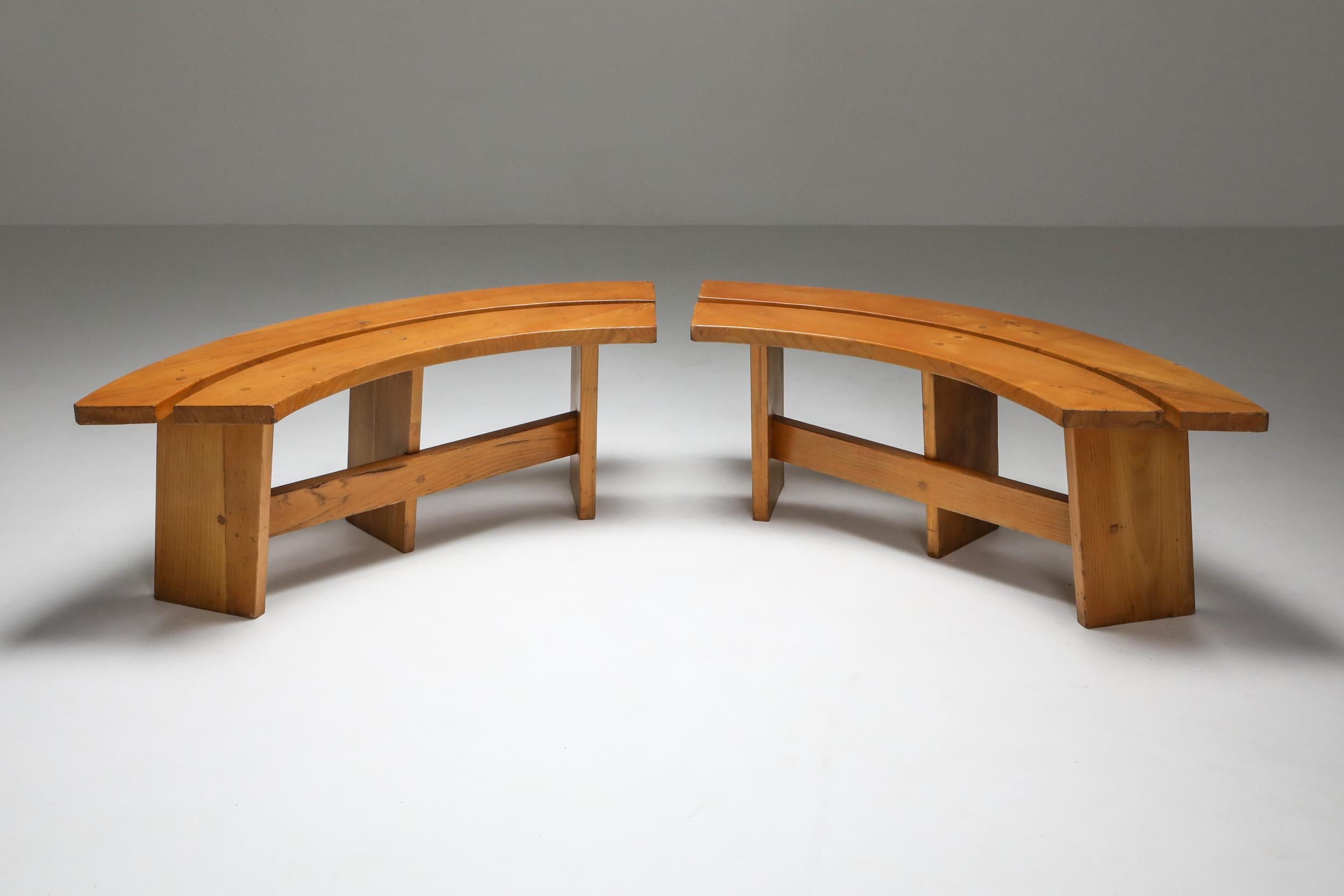 Pierre Chapo Curved Benches in French Elm 4