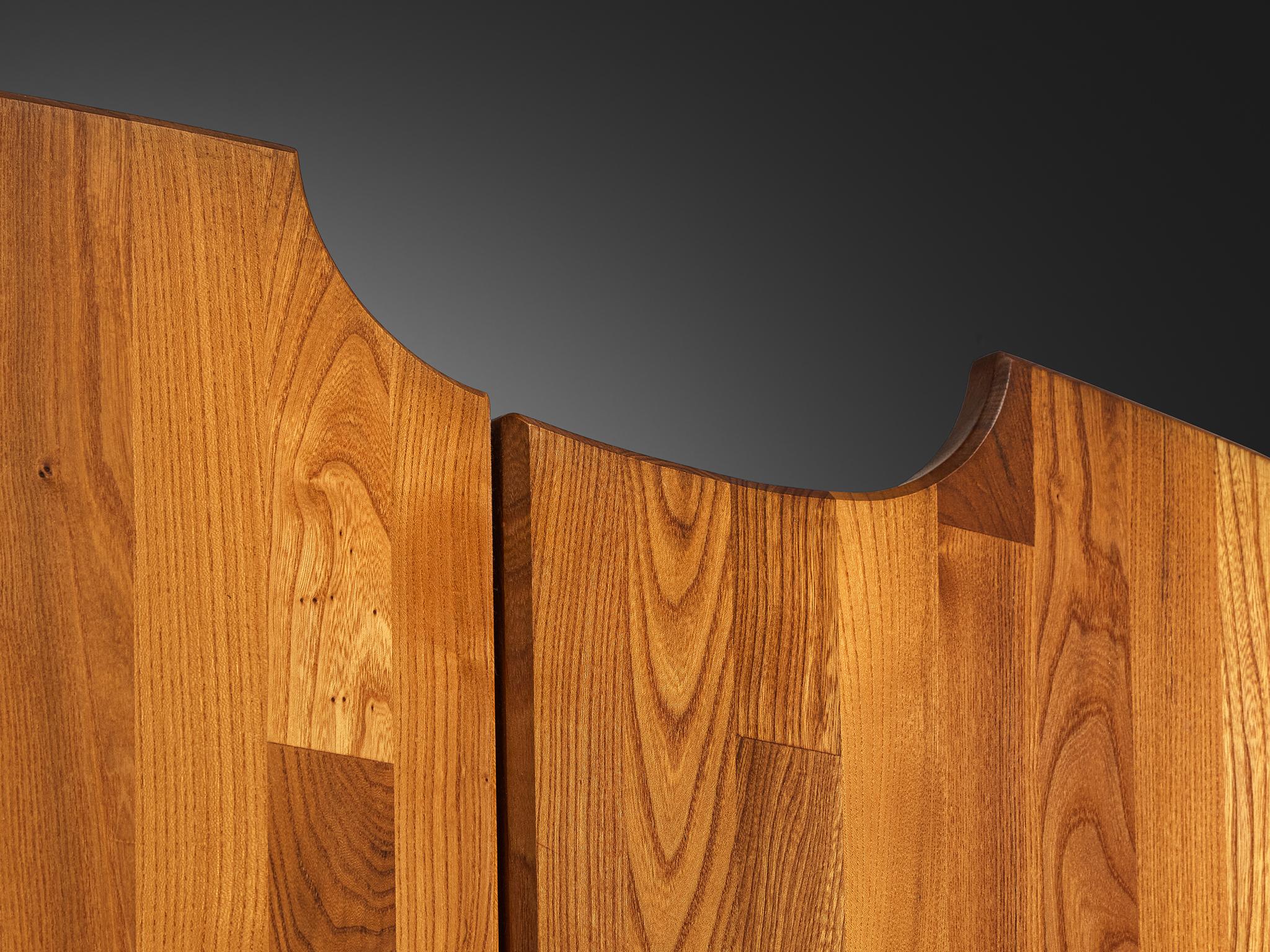 Brass Pierre Chapo Custom Made 'Chlacc' Highboard in Elm For Sale
