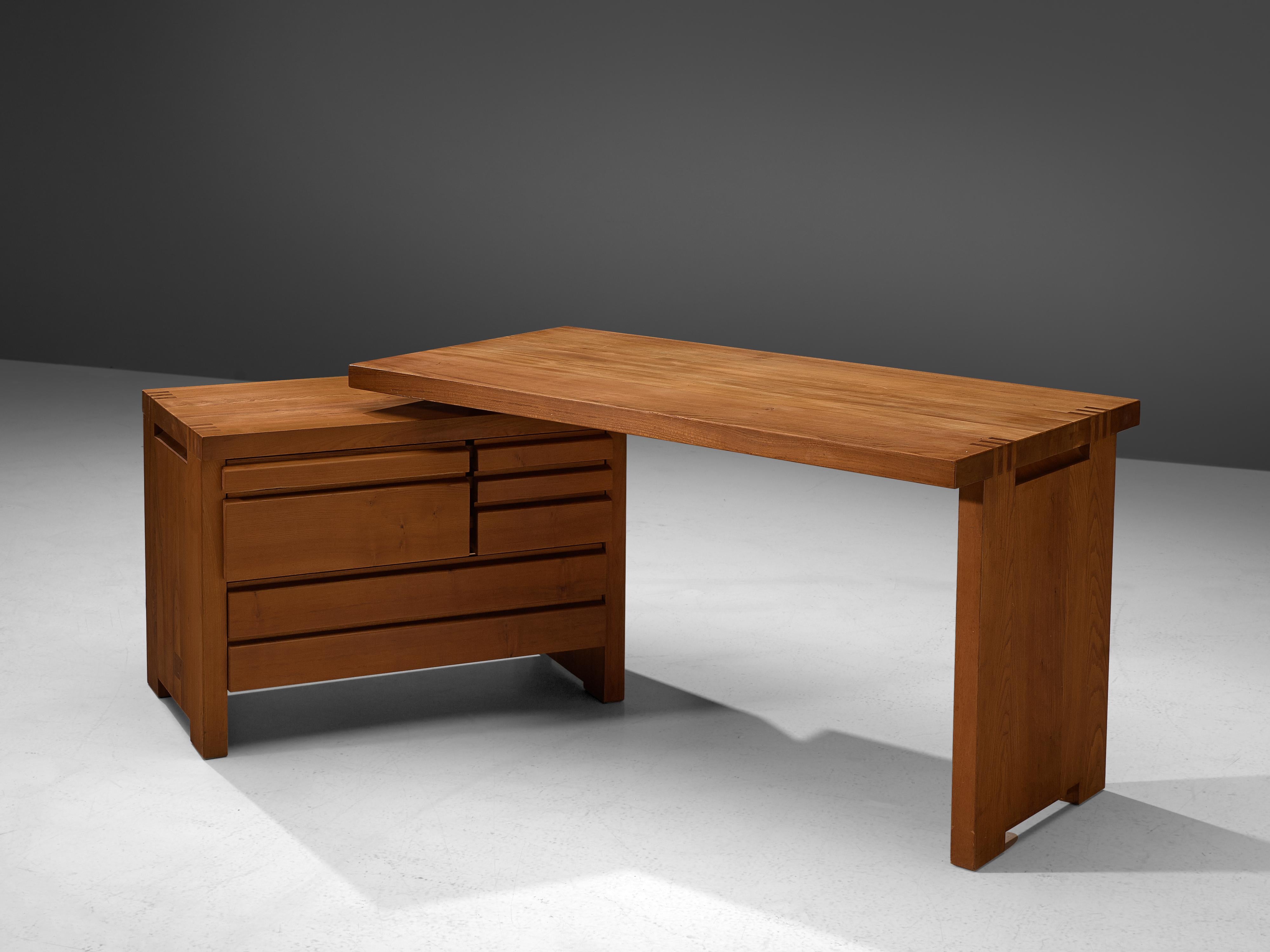 Mid-20th Century Pierre Chapo Changeable 'B19' Desk Solid Elm 
