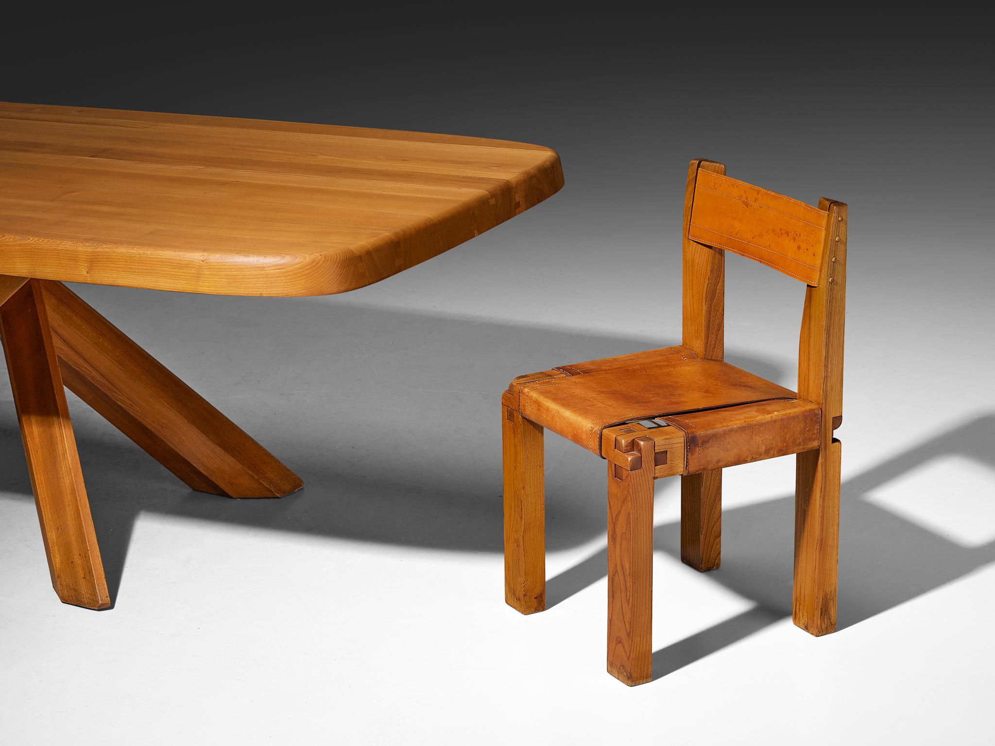 Esszimmer-Set von Pierre Chapo mit „Aban“-Tisch und Stühlen „S11“ im Zustand „Gut“ im Angebot in Waalwijk, NL