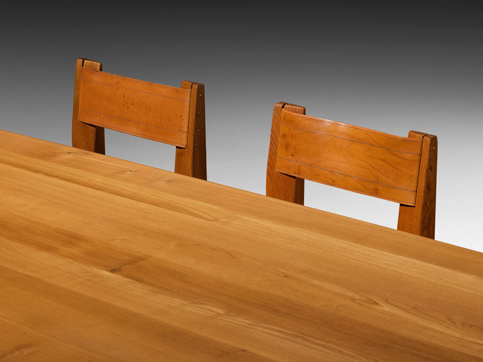Esszimmer-Set von Pierre Chapo mit „Aban“-Tisch und Stühlen „S11“ (Ende des 20. Jahrhunderts) im Angebot