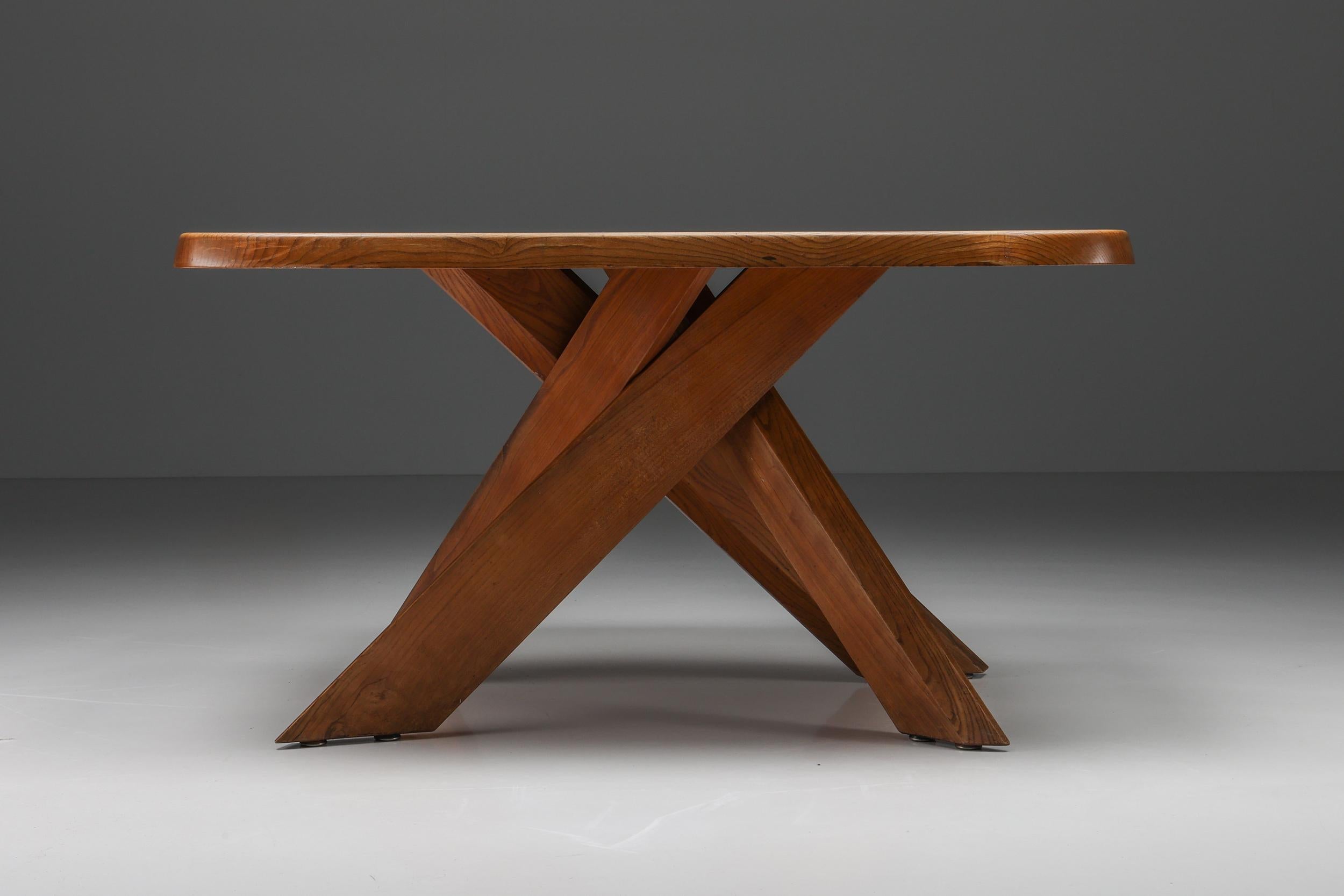 Mid-Century Modern Pierre Chapo Solid Elm Dining Table Model 'T35B' - 1960's