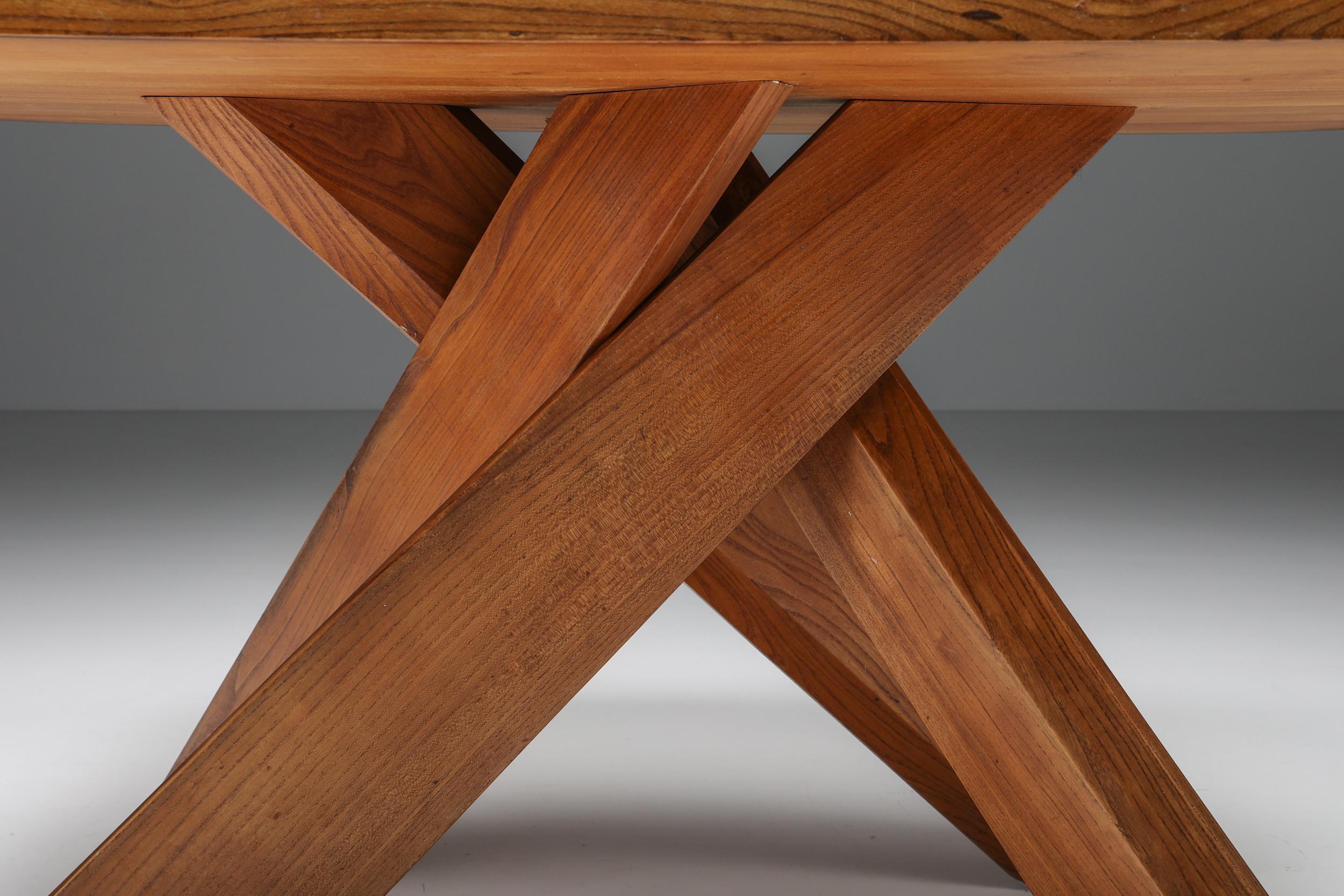 Mid-20th Century Pierre Chapo Solid Elm Dining Table Model 'T35B' - 1960's