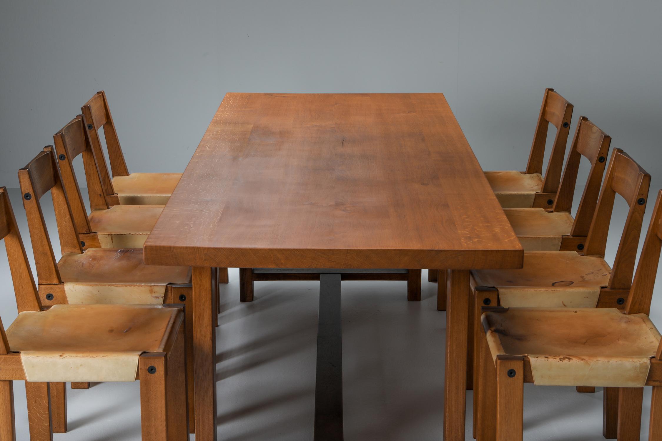 Pierre Chapo Dining Set with T01D Table and S24 Chairs in Solid Elm 6