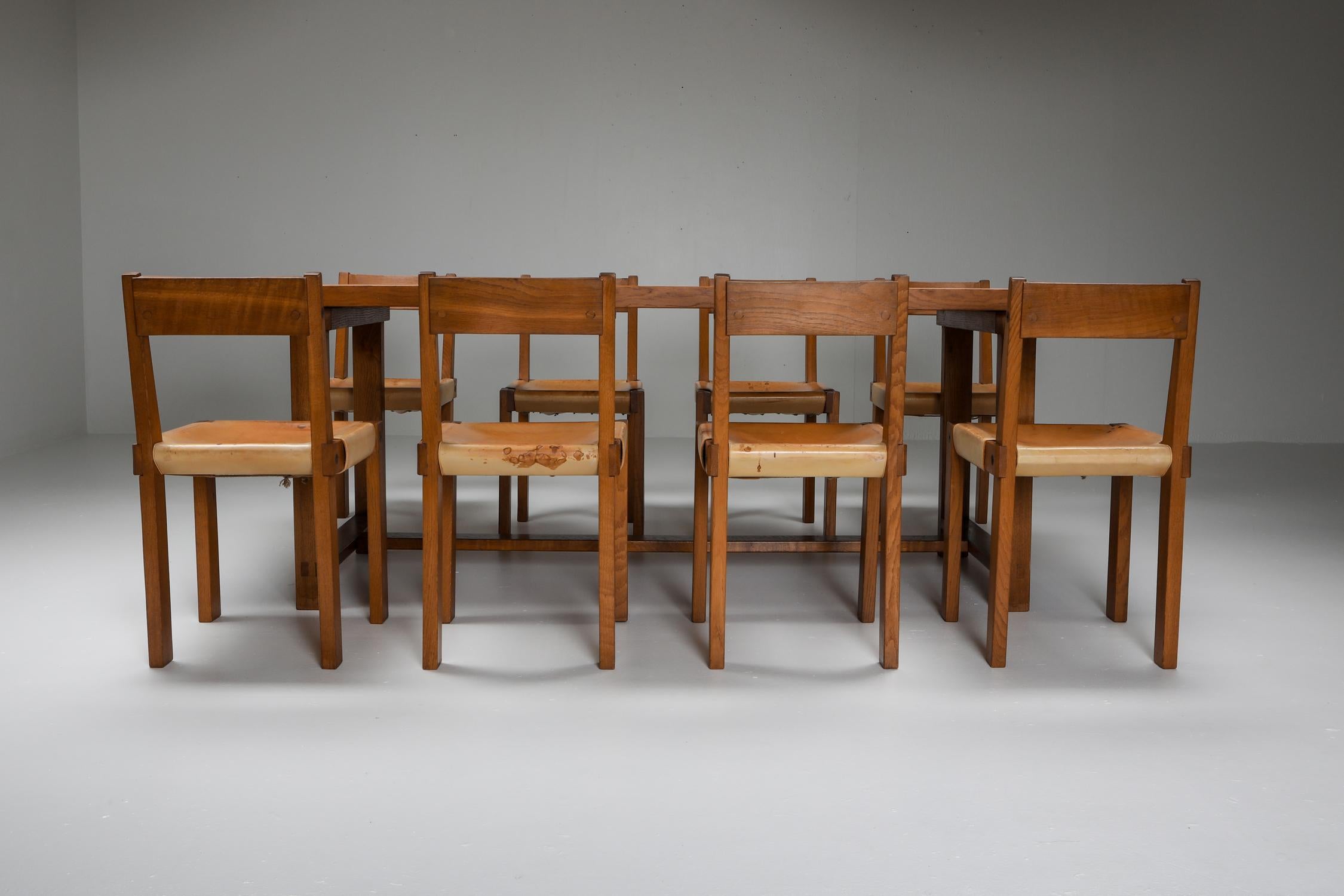 Pierre Chapo Dining Set with T01D Table and S24 Chairs in Solid Elm 10