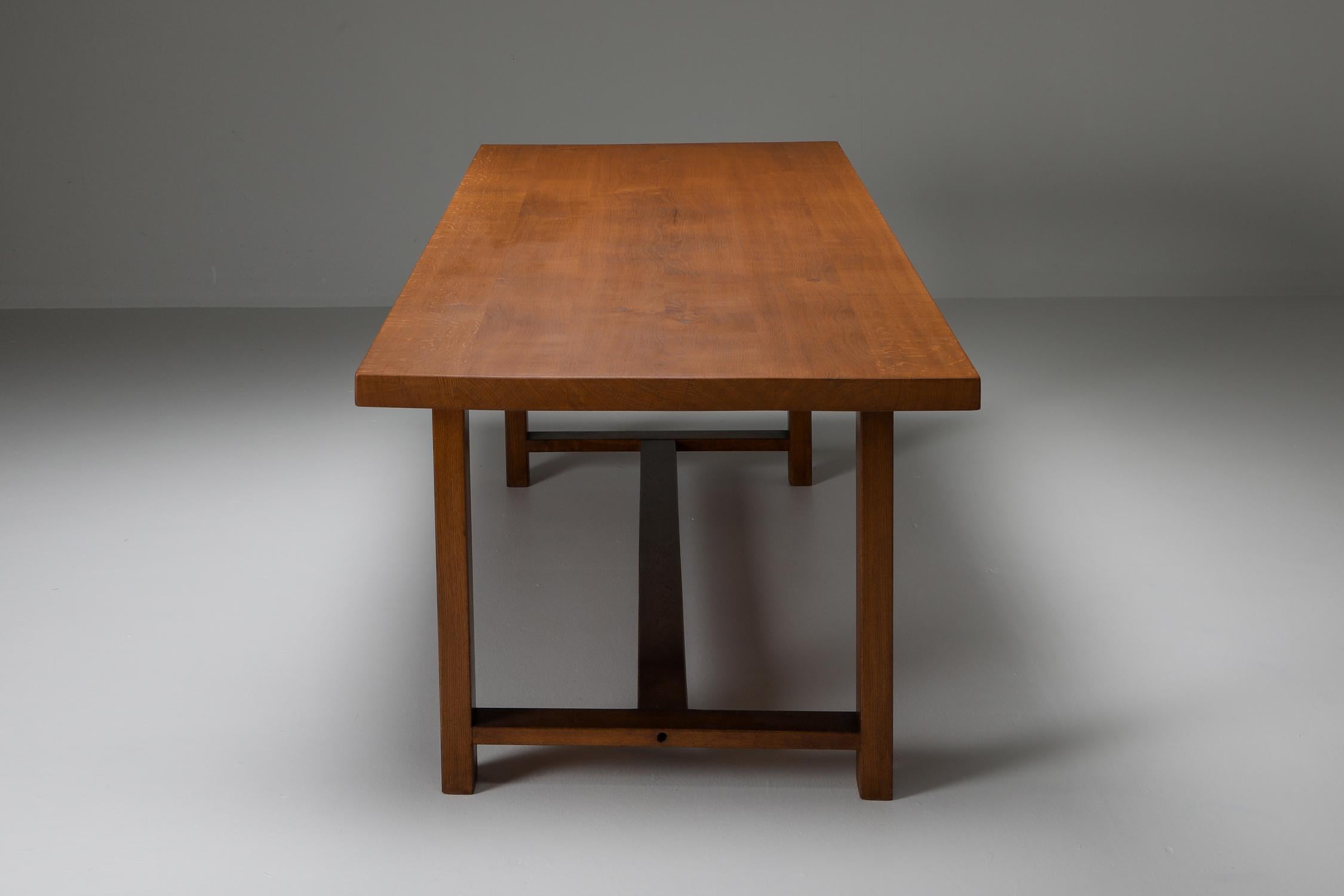 Mid-20th Century Pierre Chapo Dining Set with T01D Table and S24 Chairs in Solid Elm