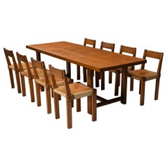 Pierre Chapo Dining Set with T01D Table and S24 Chairs in Solid Elm