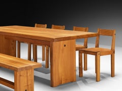 Pierre Chapo Dining Set with 'T14D' Table, 'S14B' Bench and 'S24' Chairs
