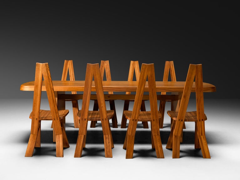 Série De 6 Chaises De Pierre Chapo Modèle S28 En Orme Mas