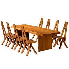 Pierre Chapo Dining Set with T20A Table and S45 Chairs in Solid Elmwood