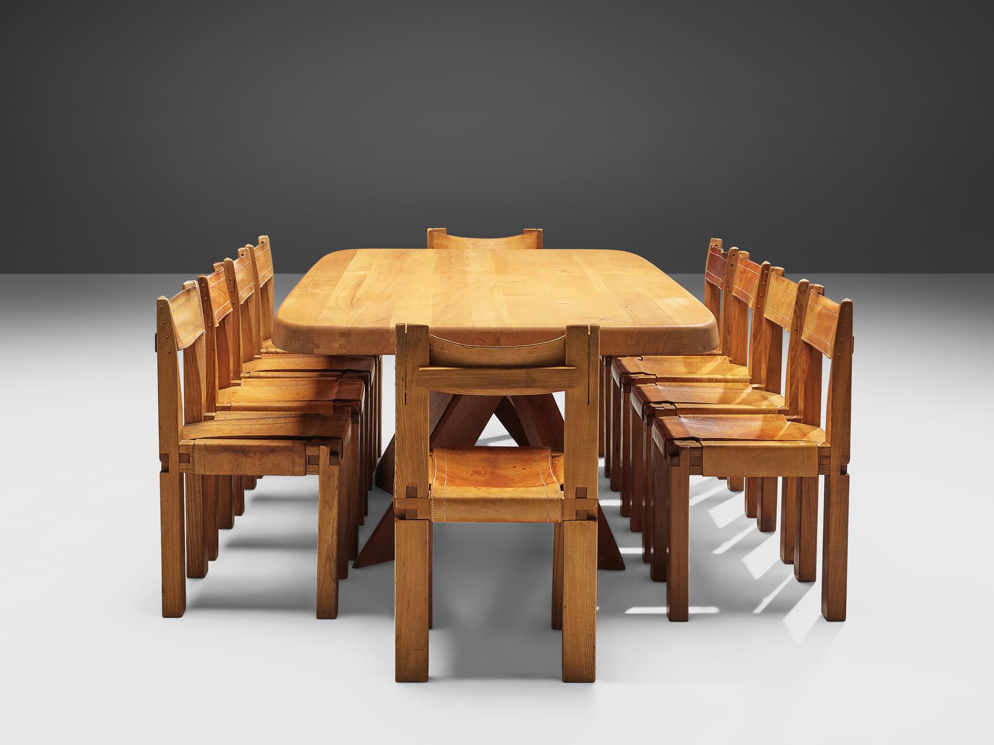 Pierre Chapo Dining Table Aban T35D in Solid Elm 4