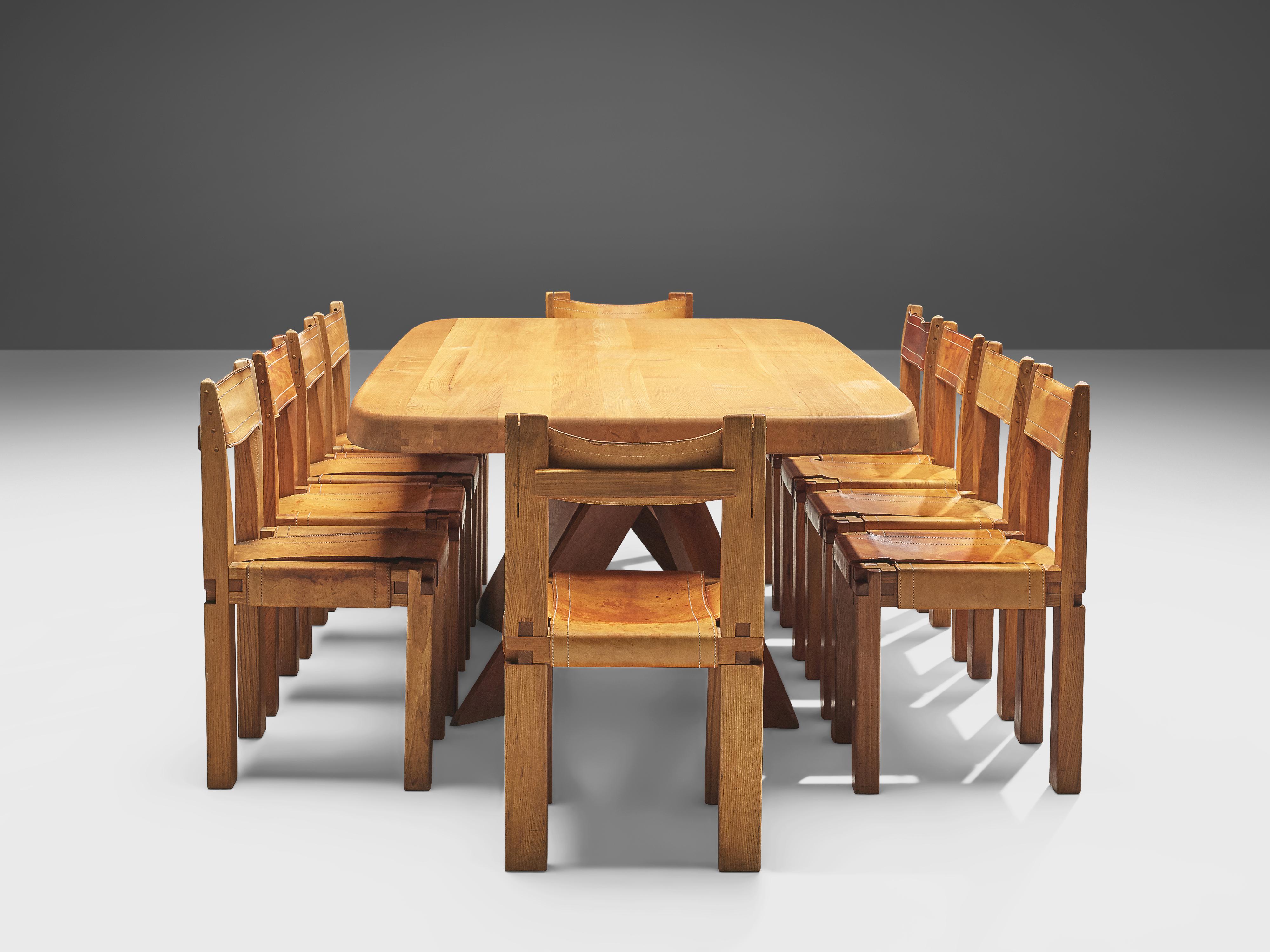 Pierre Chapo Dining Table Aban T35D in Solid Elm 7