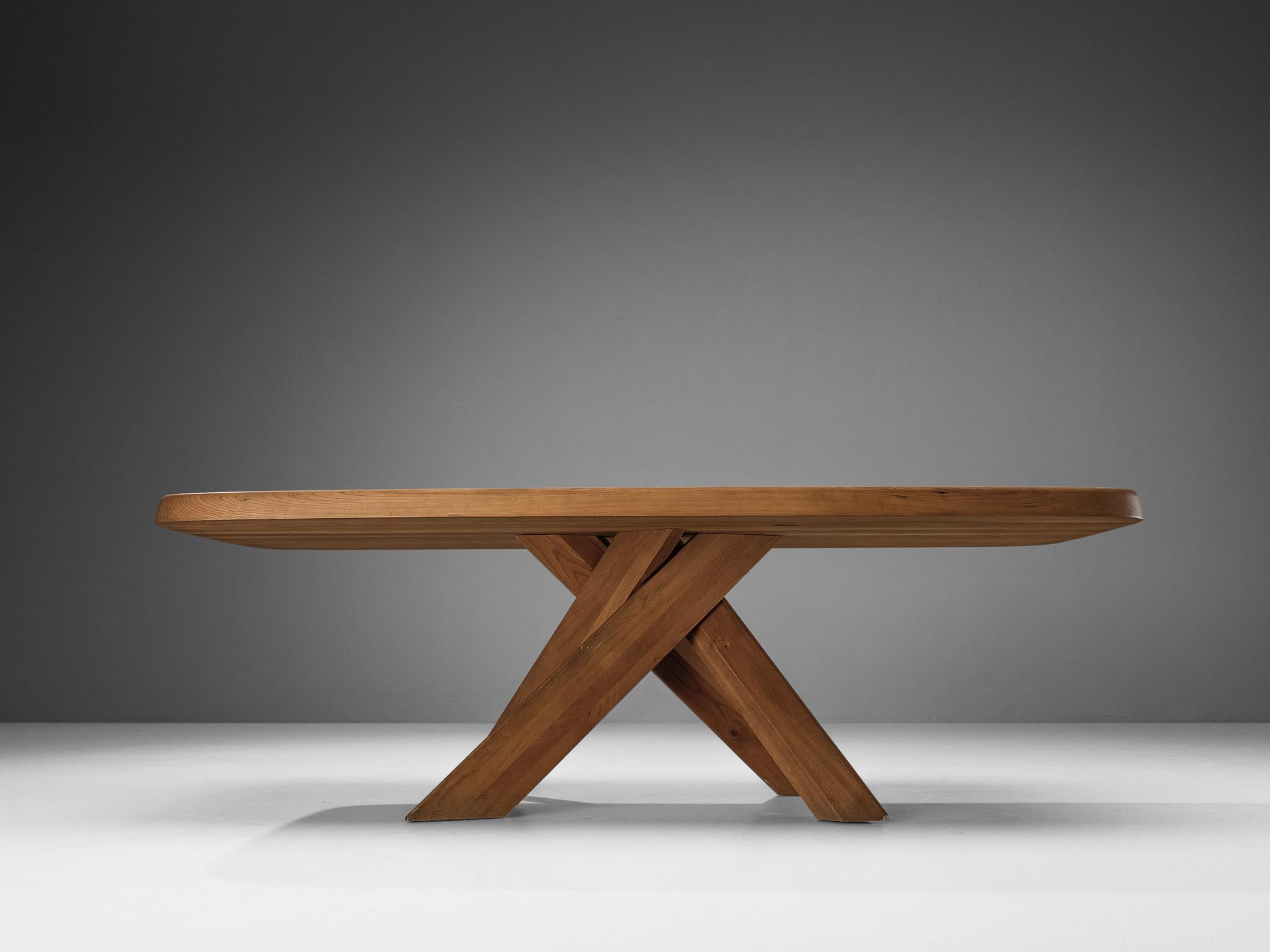 Mid-Century Modern Early Pierre Chapo Dining Table 'Aban' T35D in Solid Elm