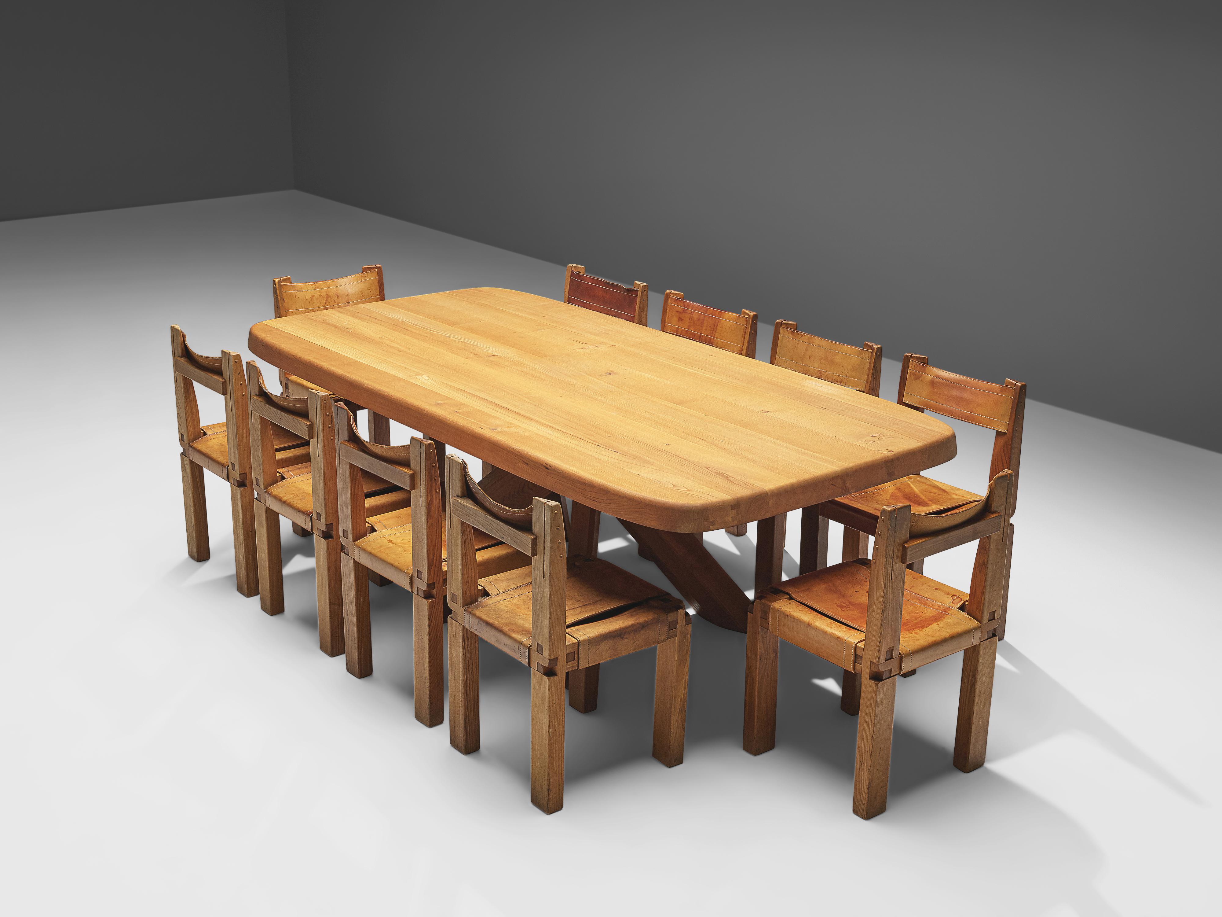 French Pierre Chapo Dining Table Aban T35D in Solid Elm