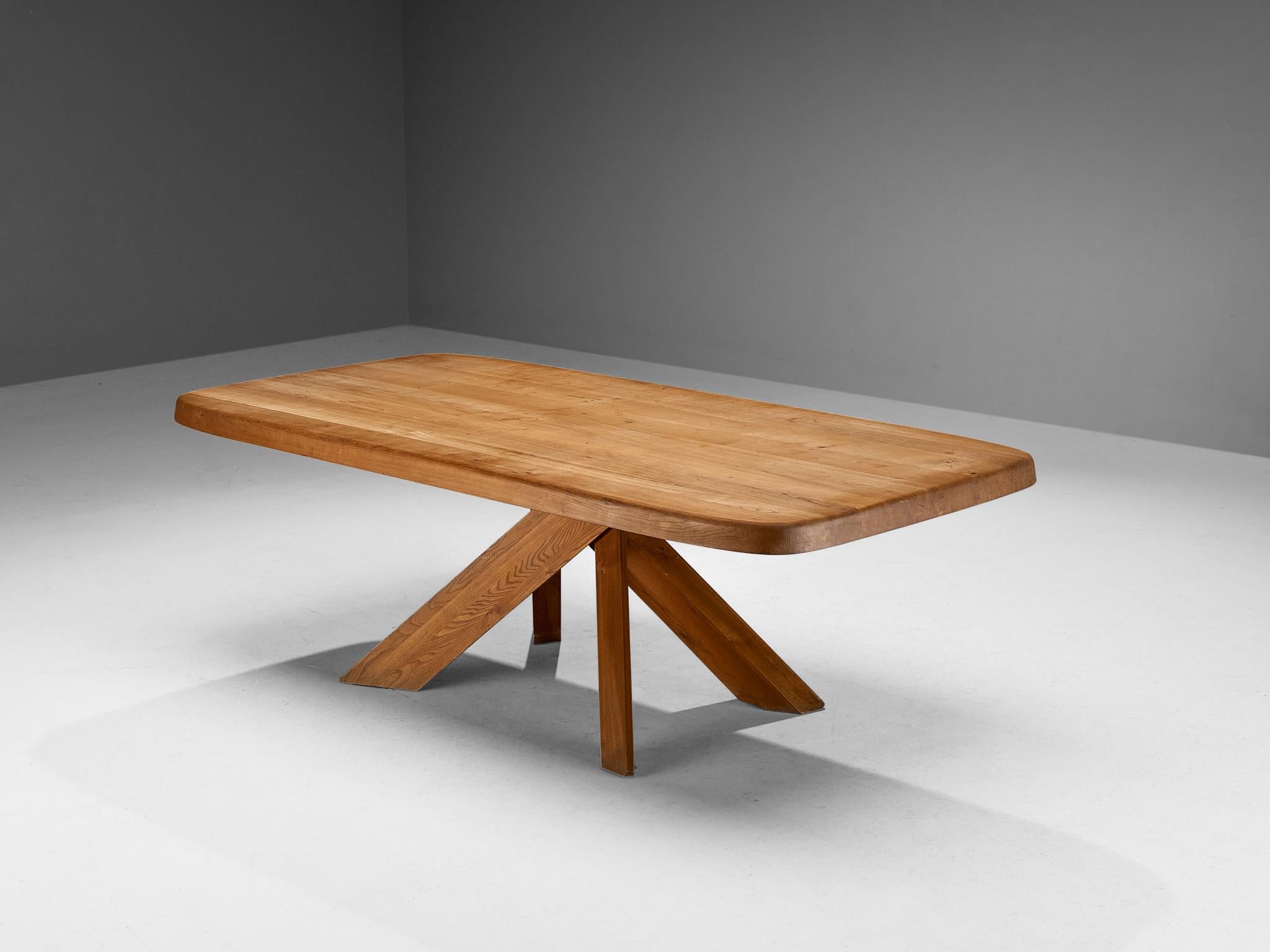 Late 20th Century Early Pierre Chapo Dining Table 'Aban' T35D in Solid Elm
