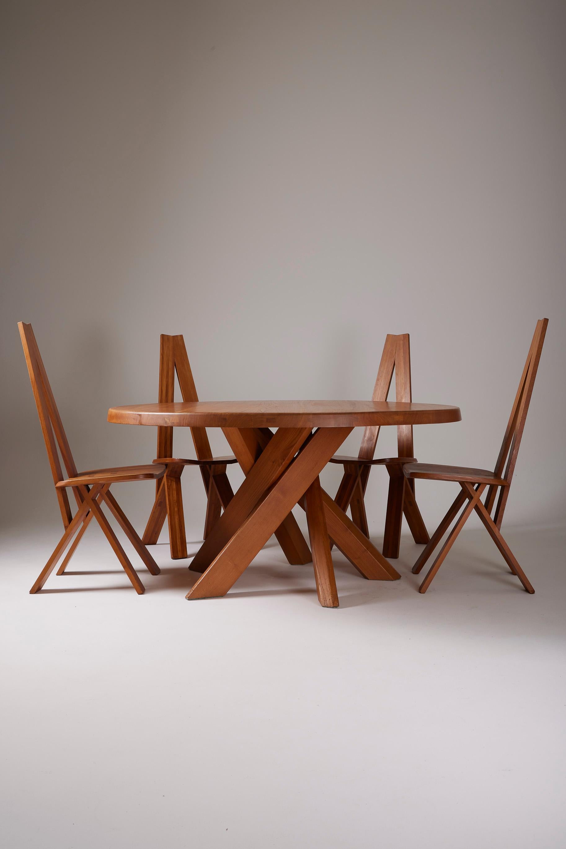 Pierre Chapo dining table For Sale 7