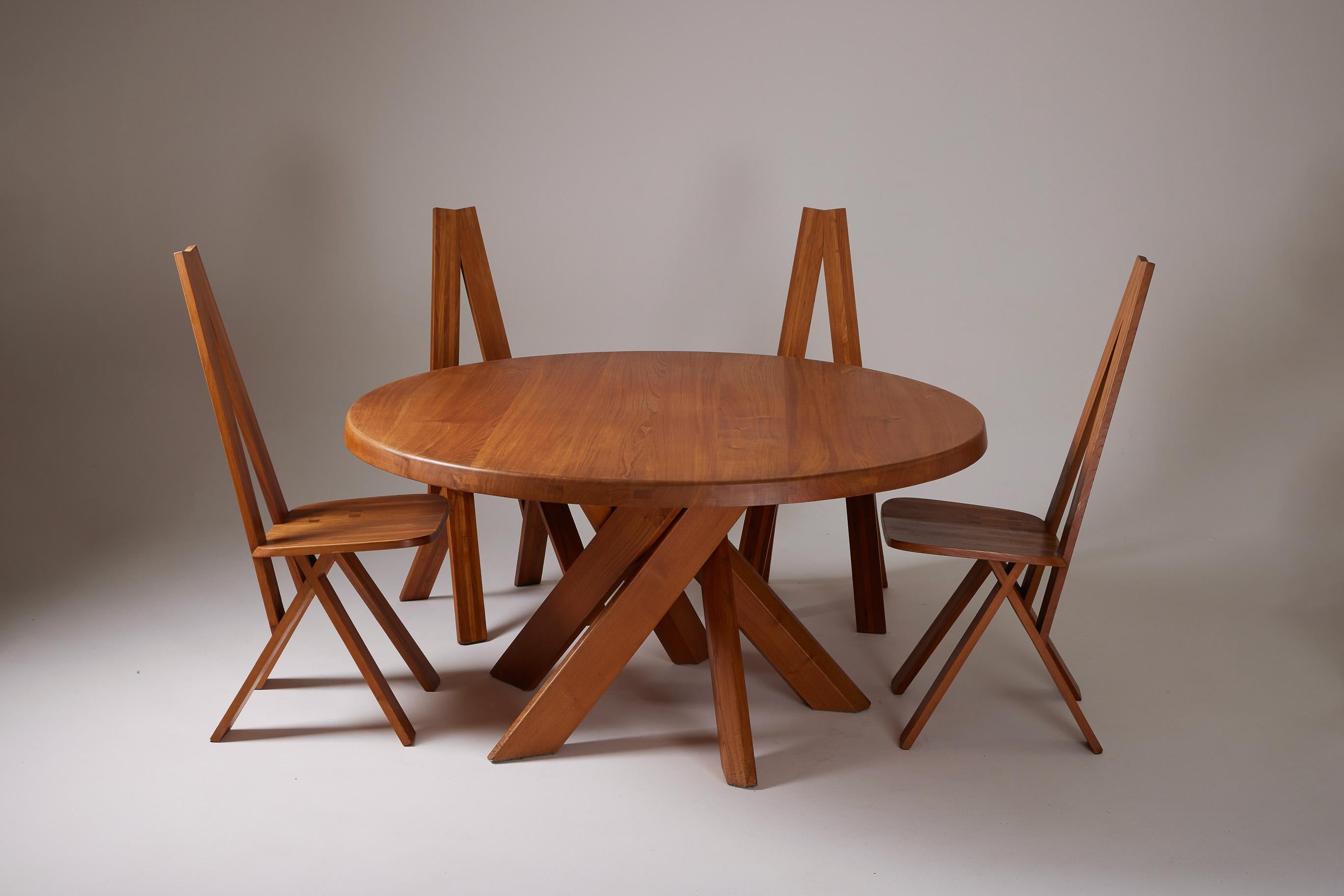 Pierre Chapo dining table For Sale 8