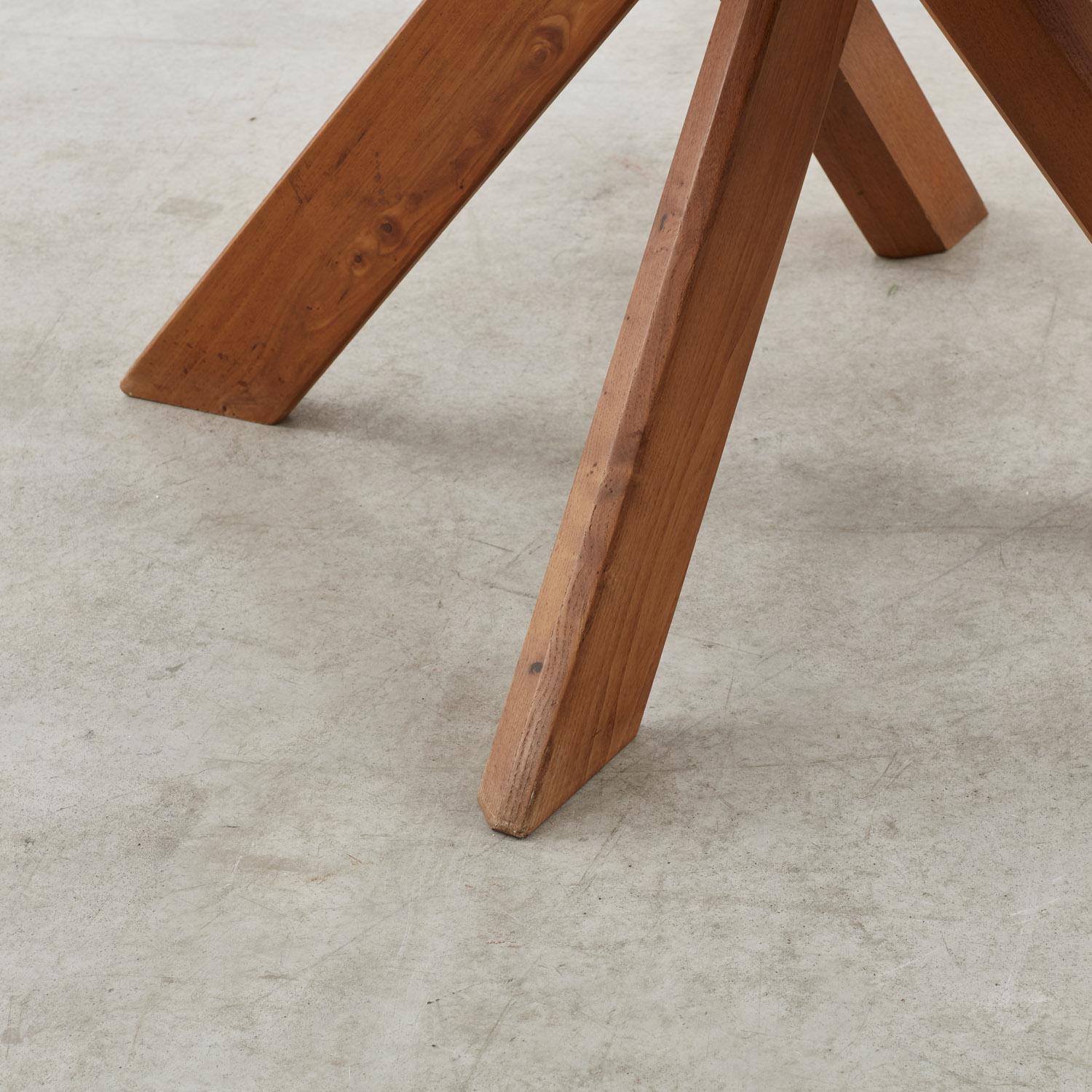 Elm Pierre Chapo dining table mod. T21C - France, 1969