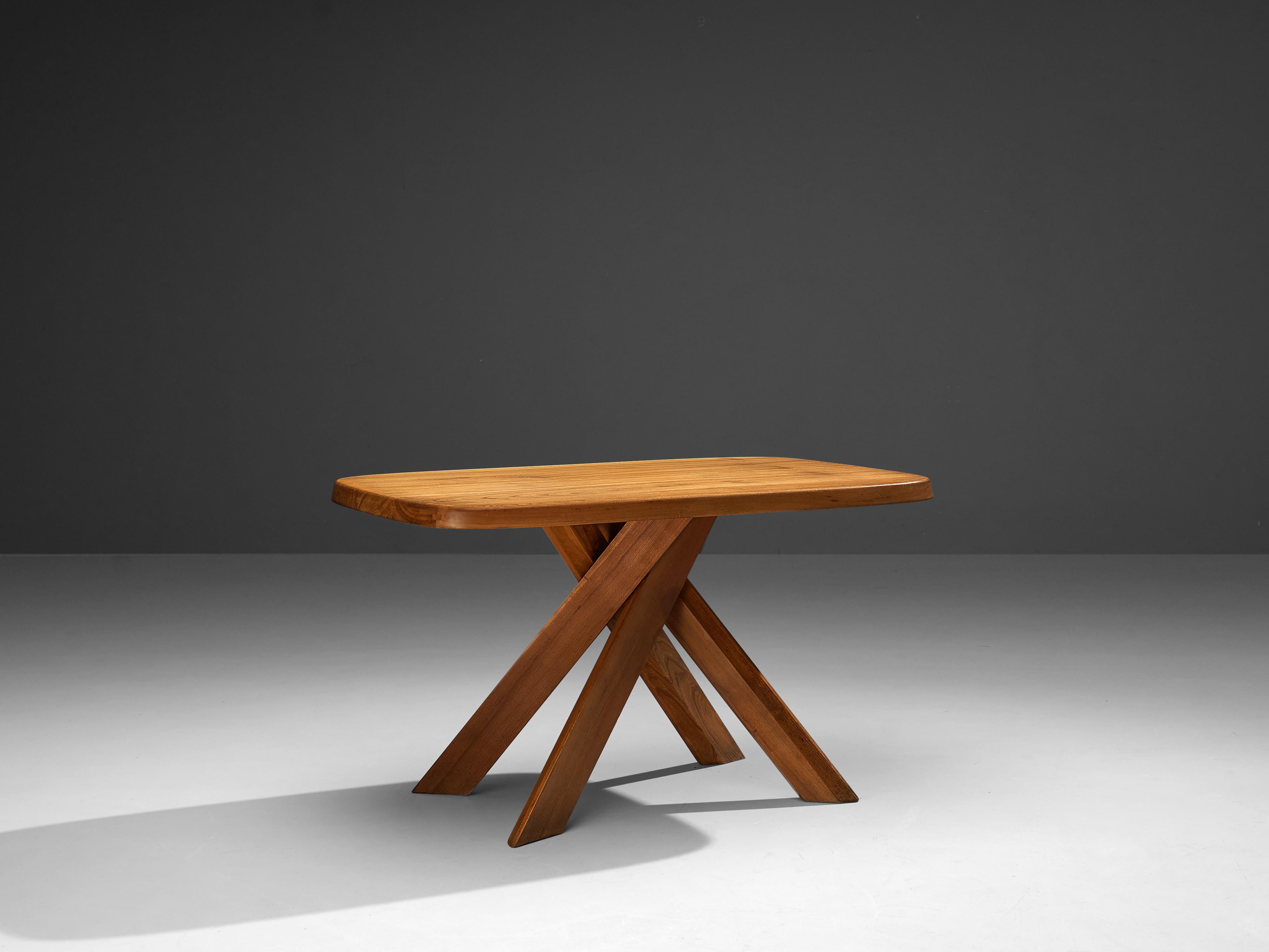 Pierre Chapo, dining table 'Aban T35B', elm, France, 1960s

This small dining or writing table in solid elm is designed by master woodworker Pierre Chapo. The basic design and construction as well as the use of solid elm wood characterizes the