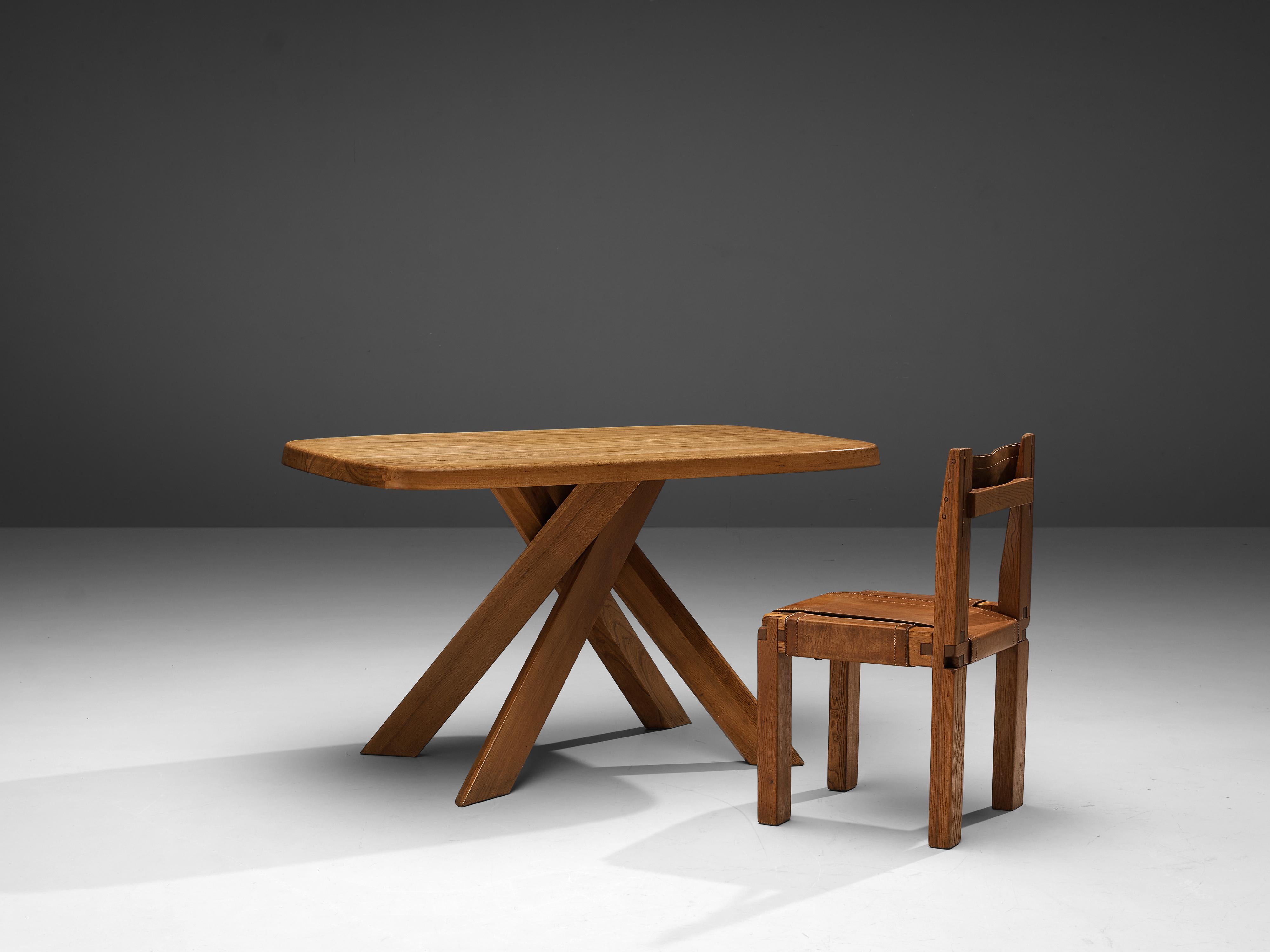 Pierre Chapo Dining Table Model 'Aban T35B' in Solid Elm 3