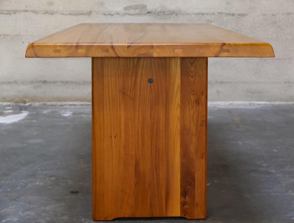 Hand-Crafted Pierre Chapo Dining Table Model T14 For Sale