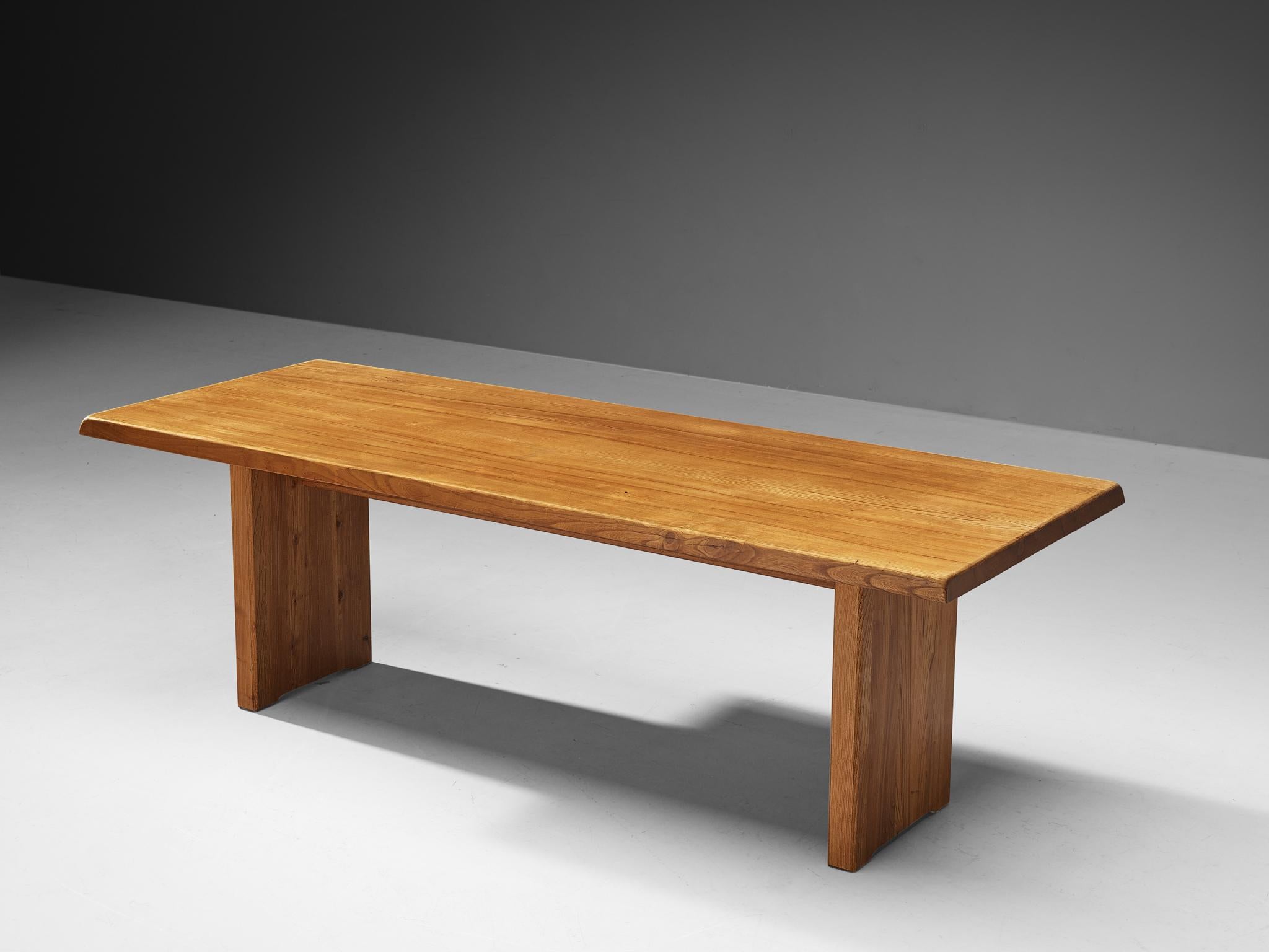 Pierre Chapo Dining Table Model 'T14D' in Solid Elm 224cm/7.4 ft  3