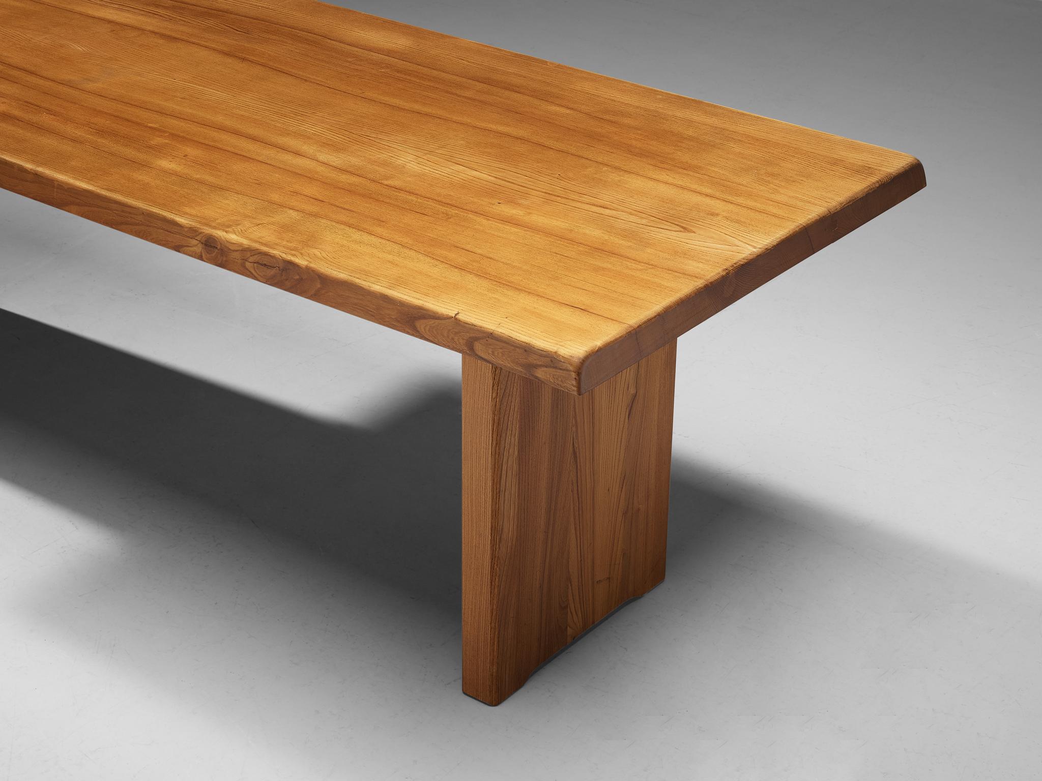 Mid-Century Modern Pierre Chapo Dining Table Model 'T14D' in Solid Elm 224cm/7.4 ft 