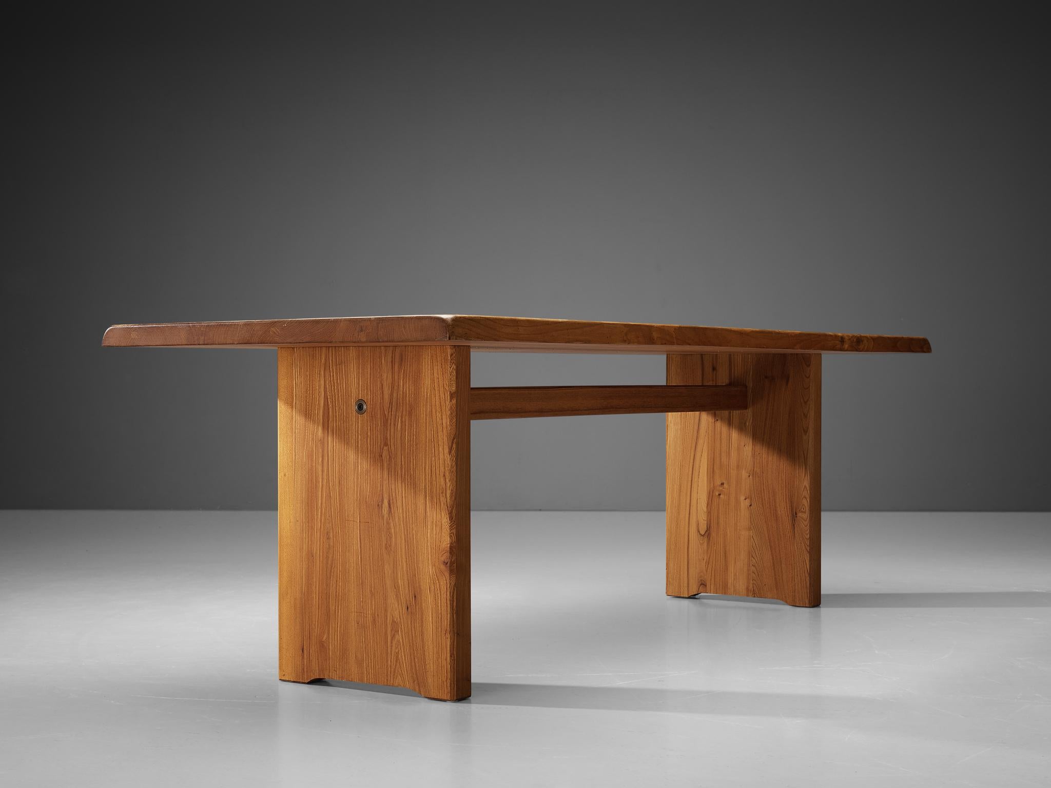 Pierre Chapo Dining Table Model 'T14D' in Solid Elm 224cm/7.4 ft  1