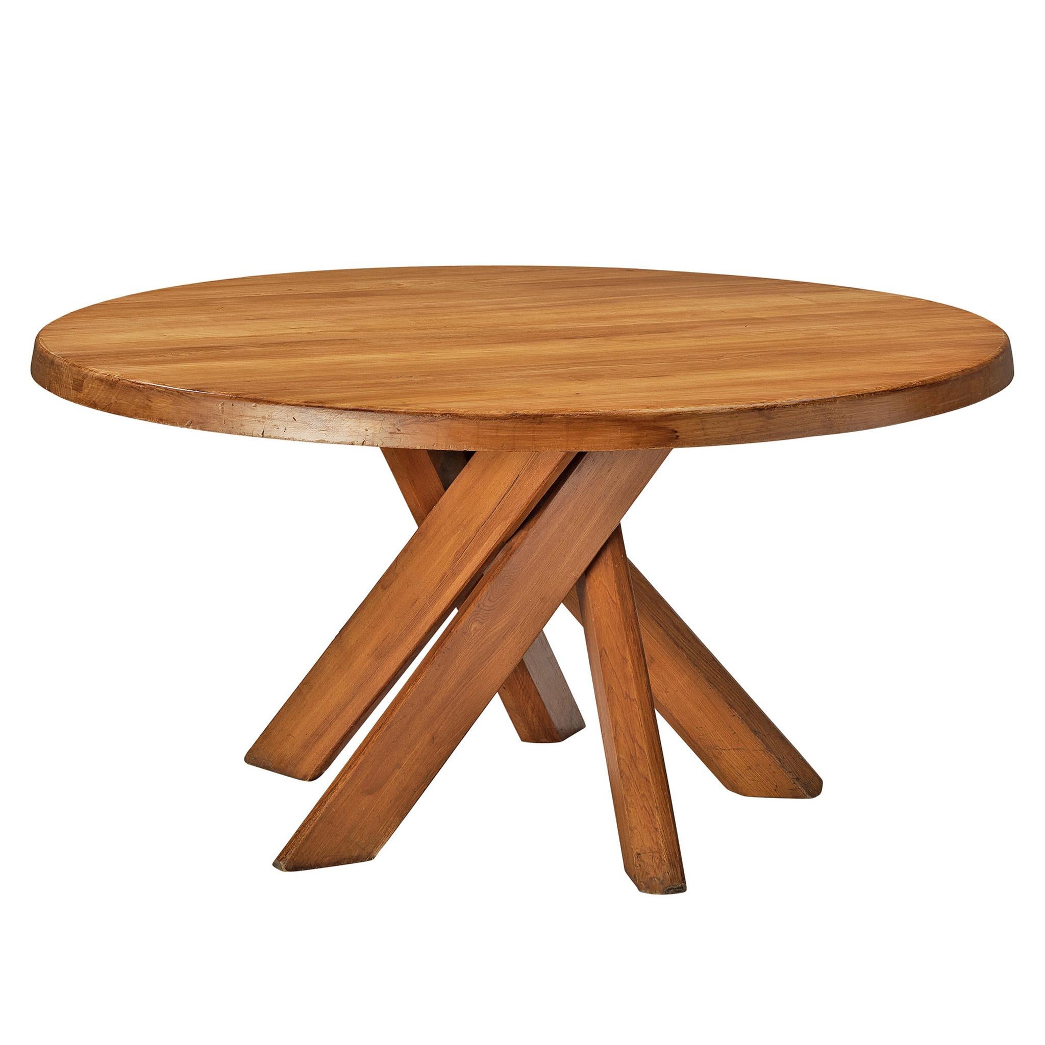 Pierre Chapo Dining Table Model 'T21D' in Solid Elm