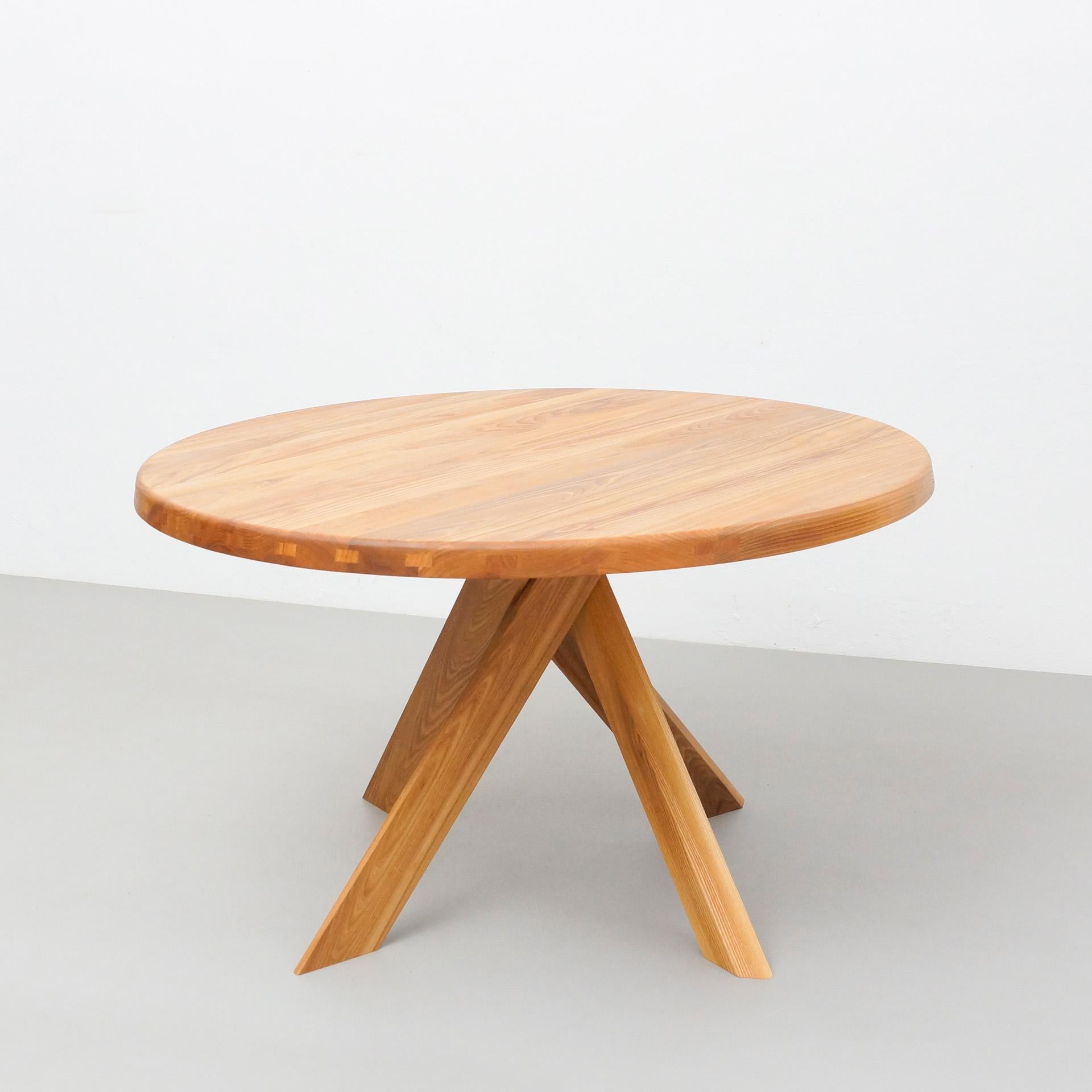 Mid-Century Modern Pierre Chapo Dining Table, Solid Elmwood 