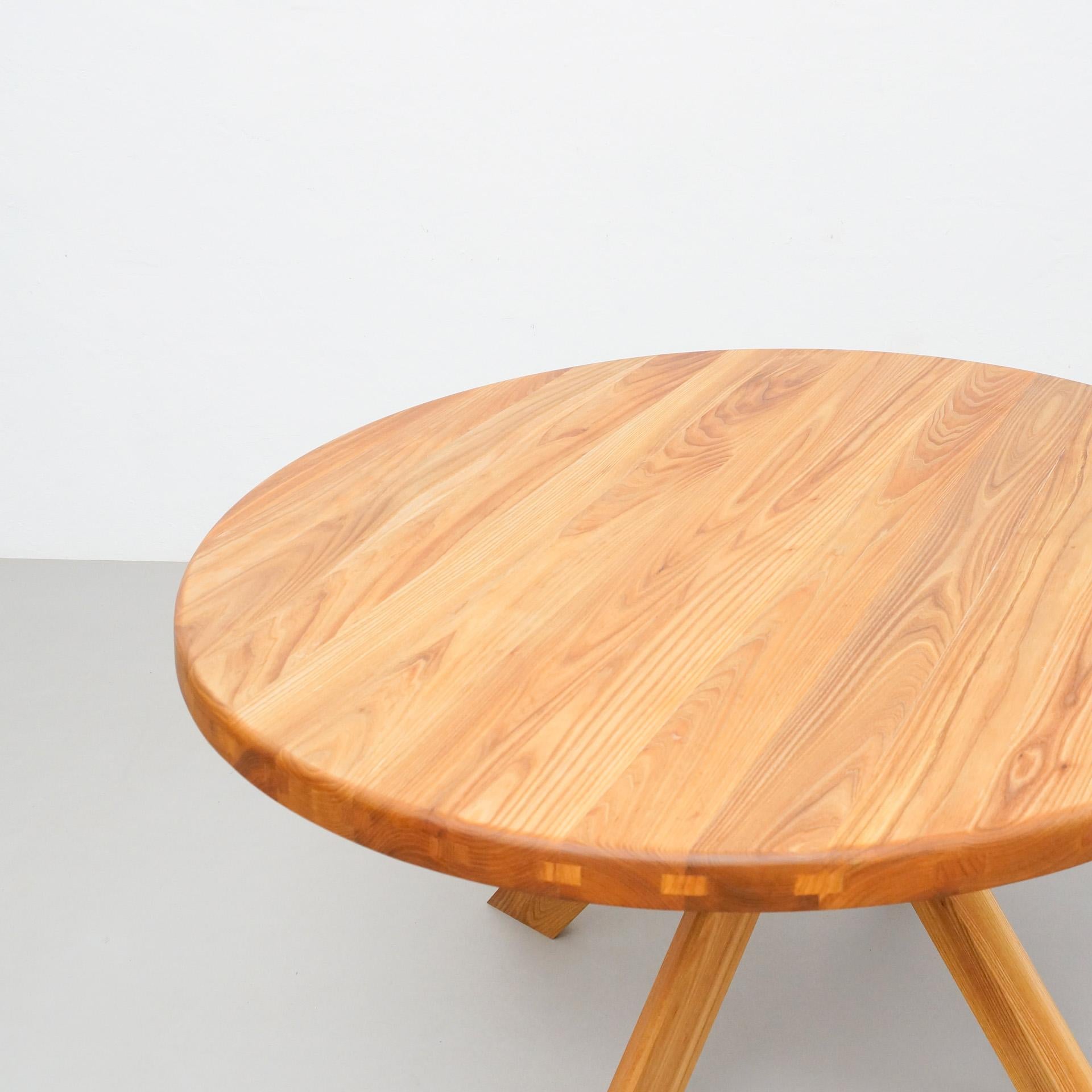 Pierre Chapo Dining Table, Solid Elmwood  In Good Condition In Barcelona, Barcelona