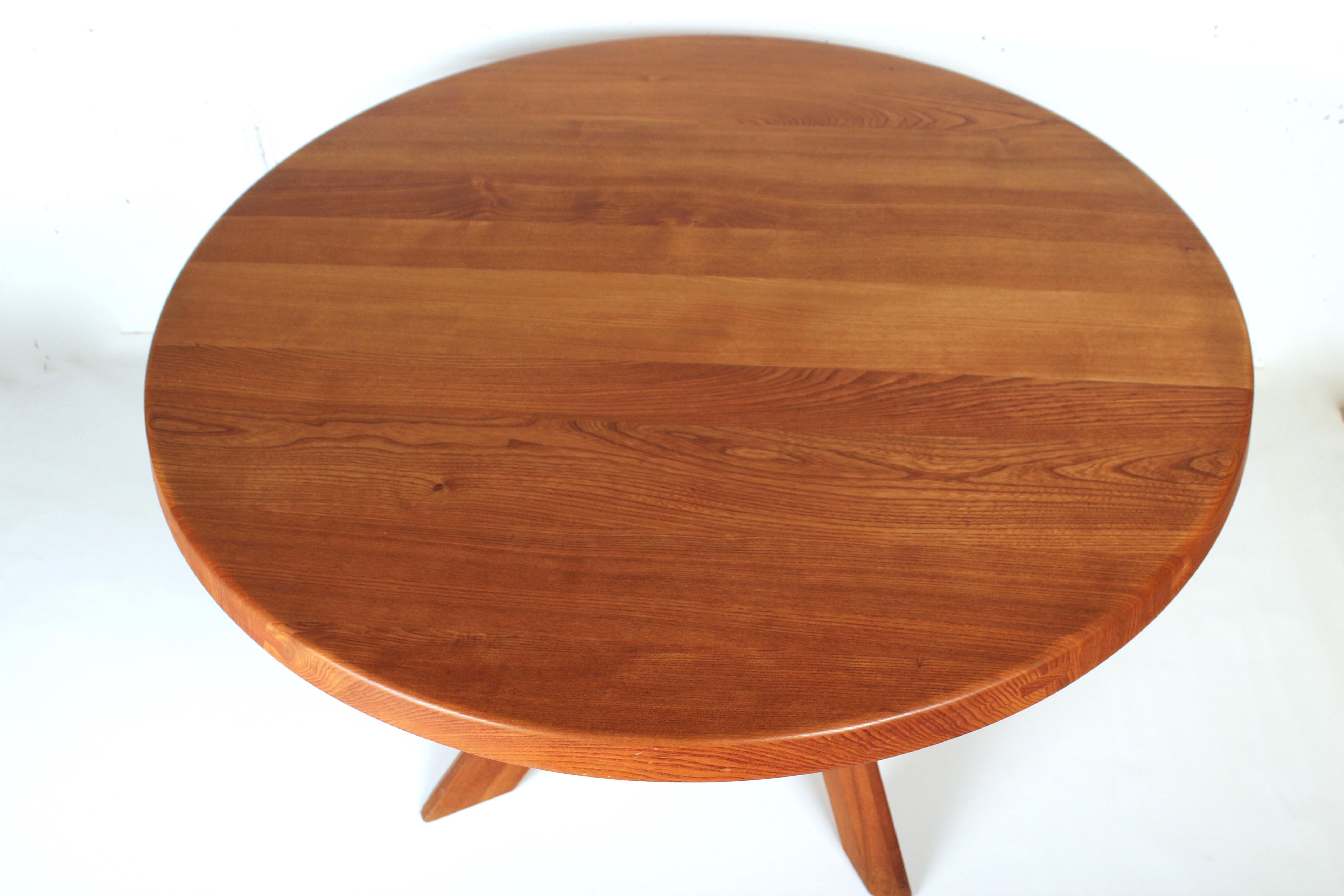 Mid-Century Modern Table de salle à manger Pierre Chapo T21 Sfax, orme, France, années 1970