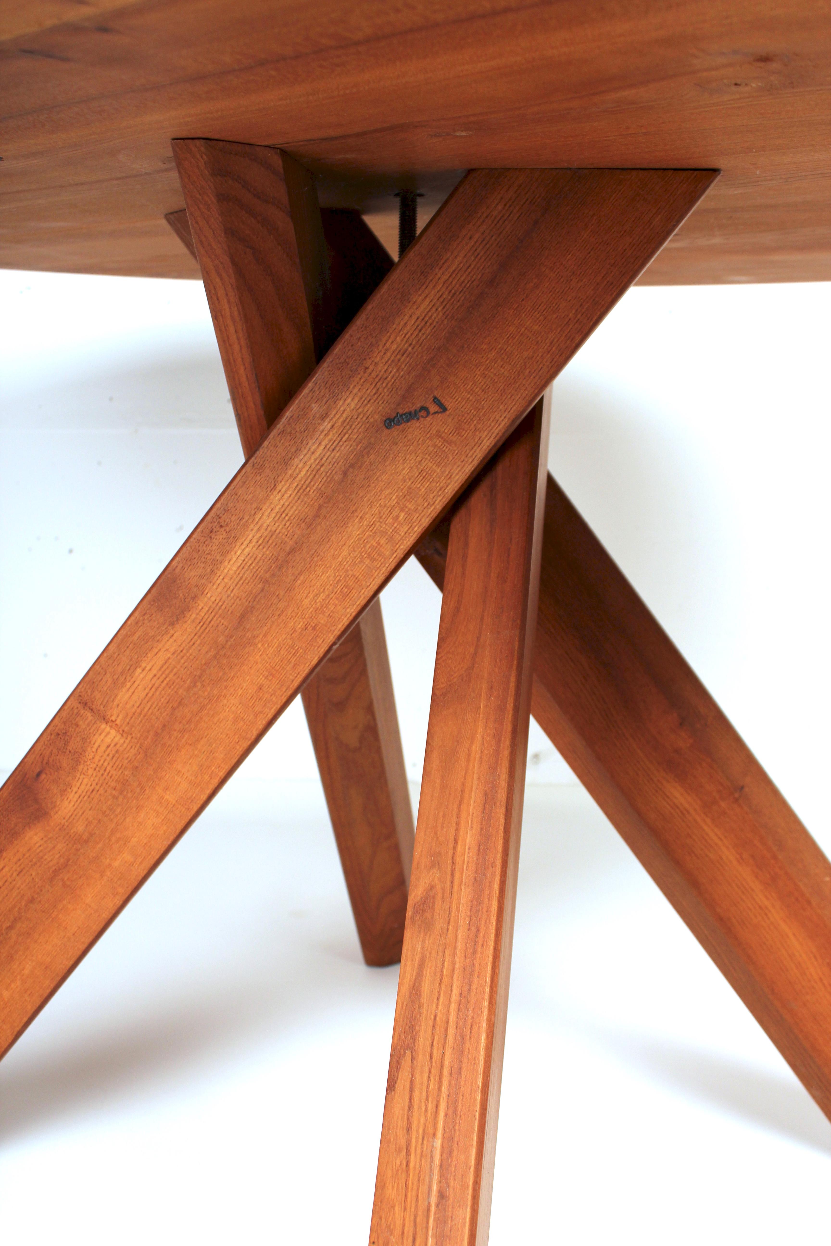Français Table de salle à manger Pierre Chapo T21 Sfax, orme, France, années 1970