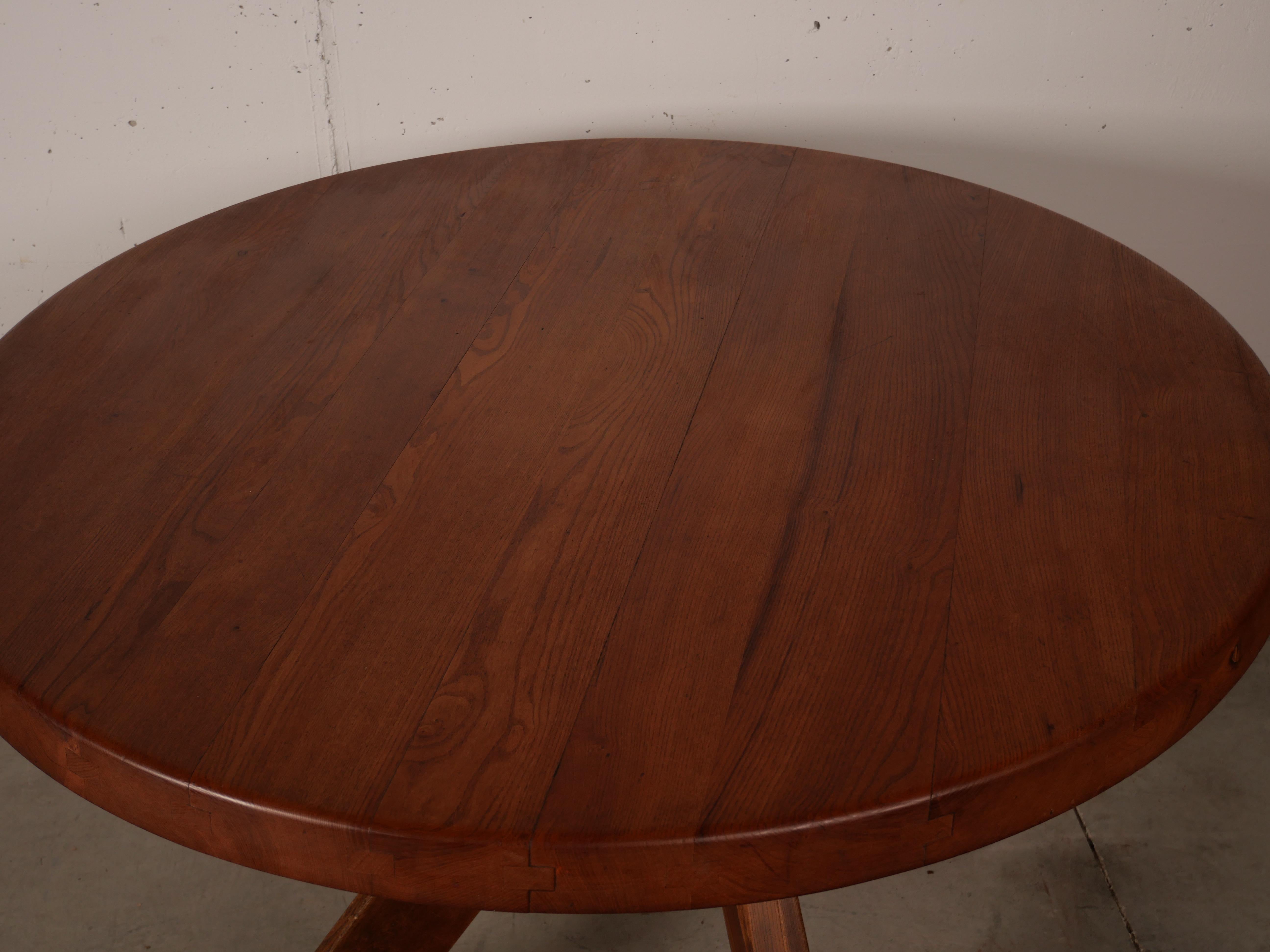 Pierre Chapo Dining Table T21 Sfax, French Solid Elm, France, 1970 6