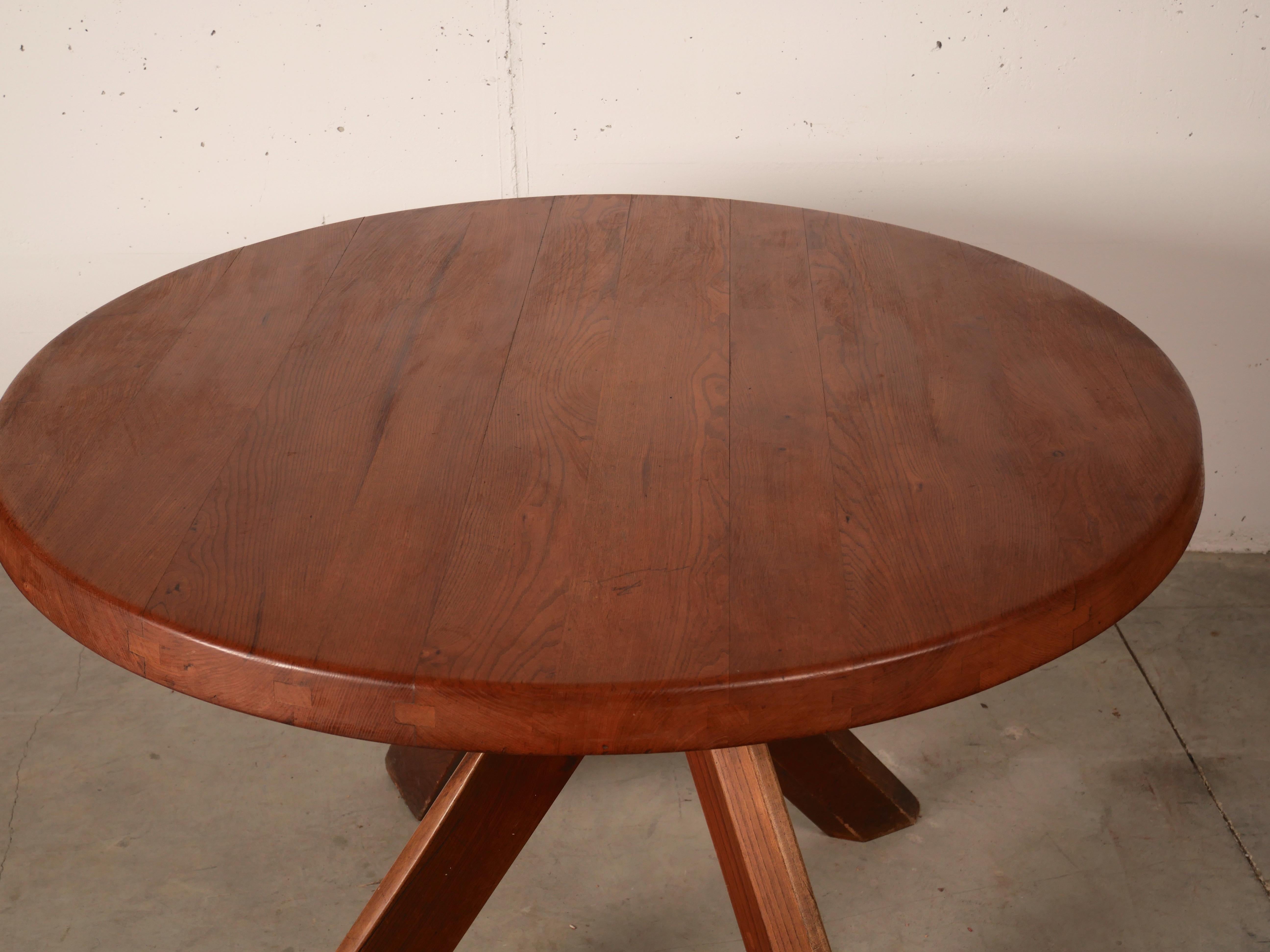 Mid-Century Modern Pierre Chapo Dining Table T21 Sfax, French Solid Elm, France, 1970