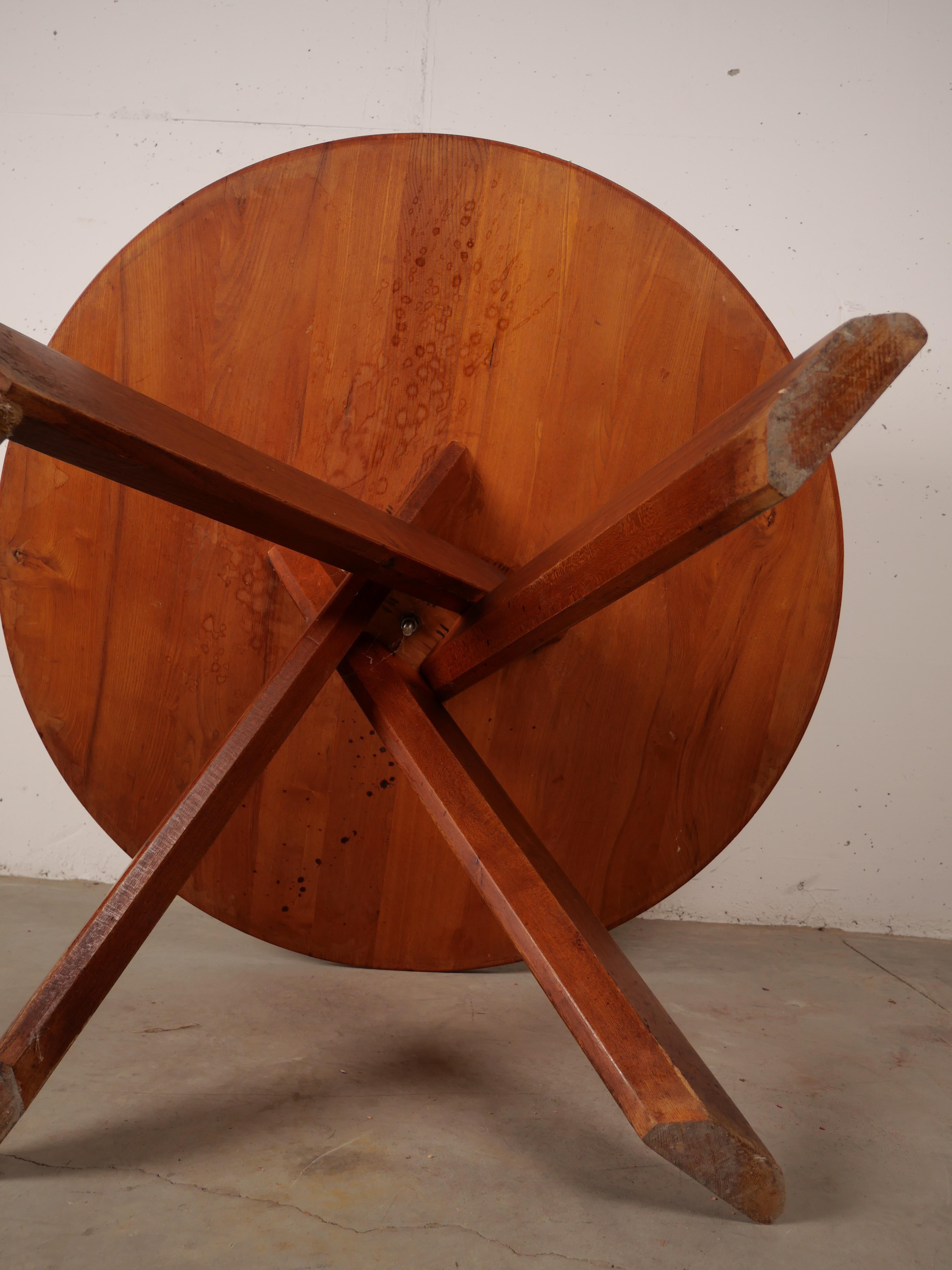 Pierre Chapo Dining Table T21 Sfax, French Solid Elm, France, 1970 In Good Condition In Santa Gertrudis, Baleares