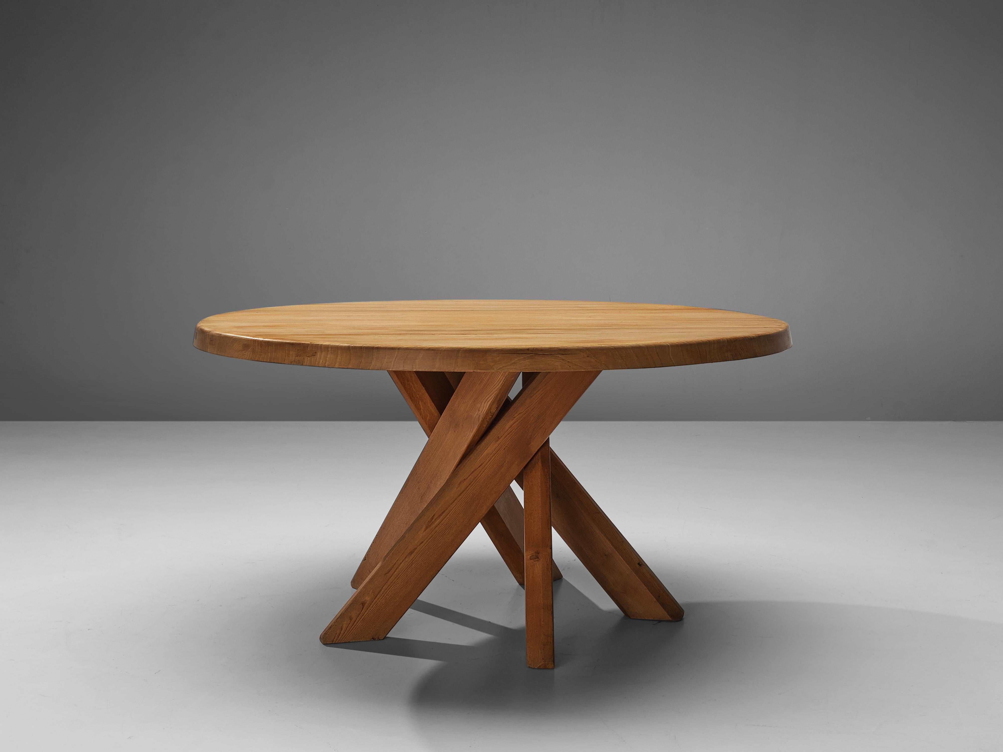 Pierre Chapo Dining Table ‘T21’ with Benches ‘S38A’ in Solid Elm 4