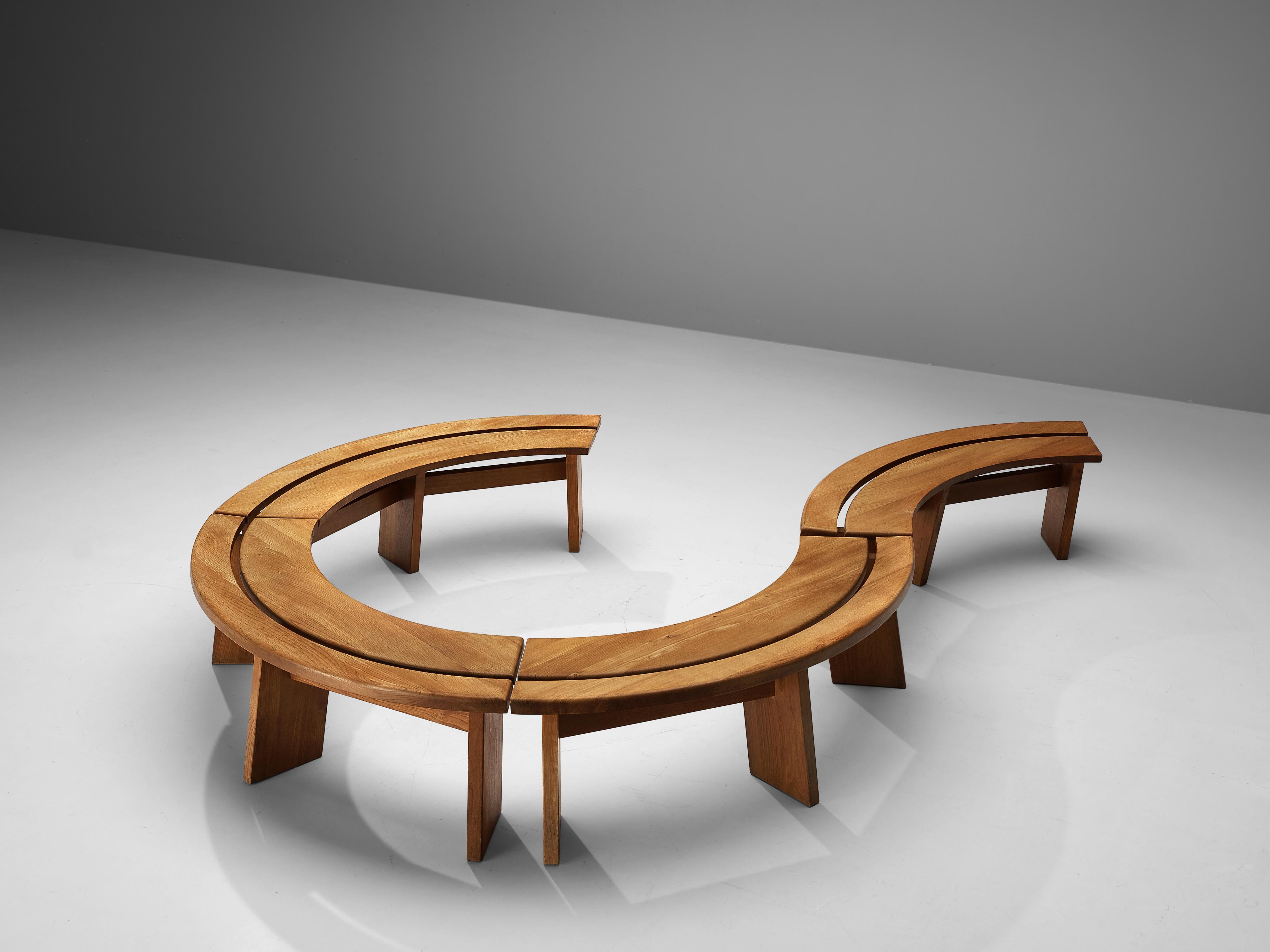 Pierre Chapo Dining Table ‘T21’ with Benches ‘S38A’ in Solid Elm 3