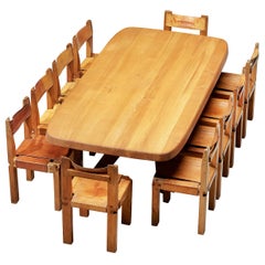 Pierre Chapo Dining Table T35D and S11 Chairs Dining Chairs