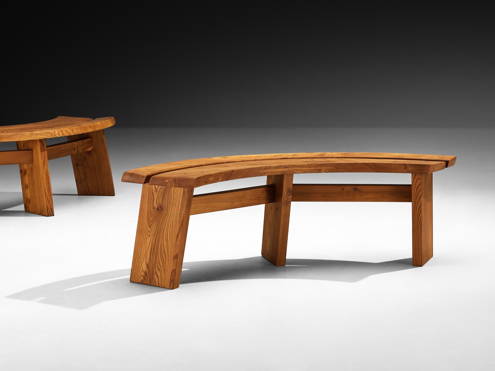 Bancs 'S38' de Pierre Chapo en orme en vente 1