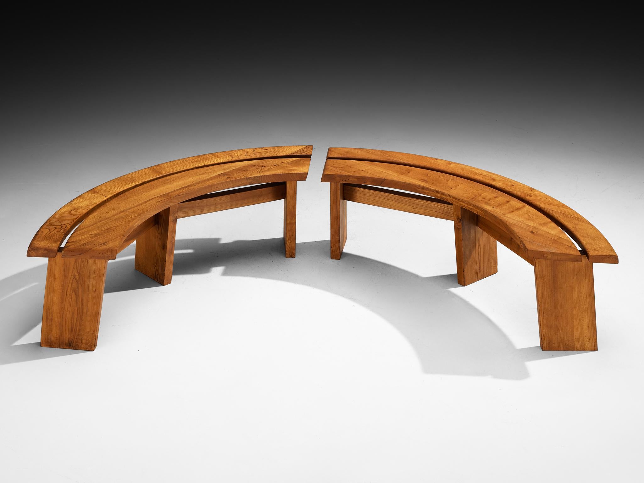 Bancs 'S38' de Pierre Chapo en orme en vente 2