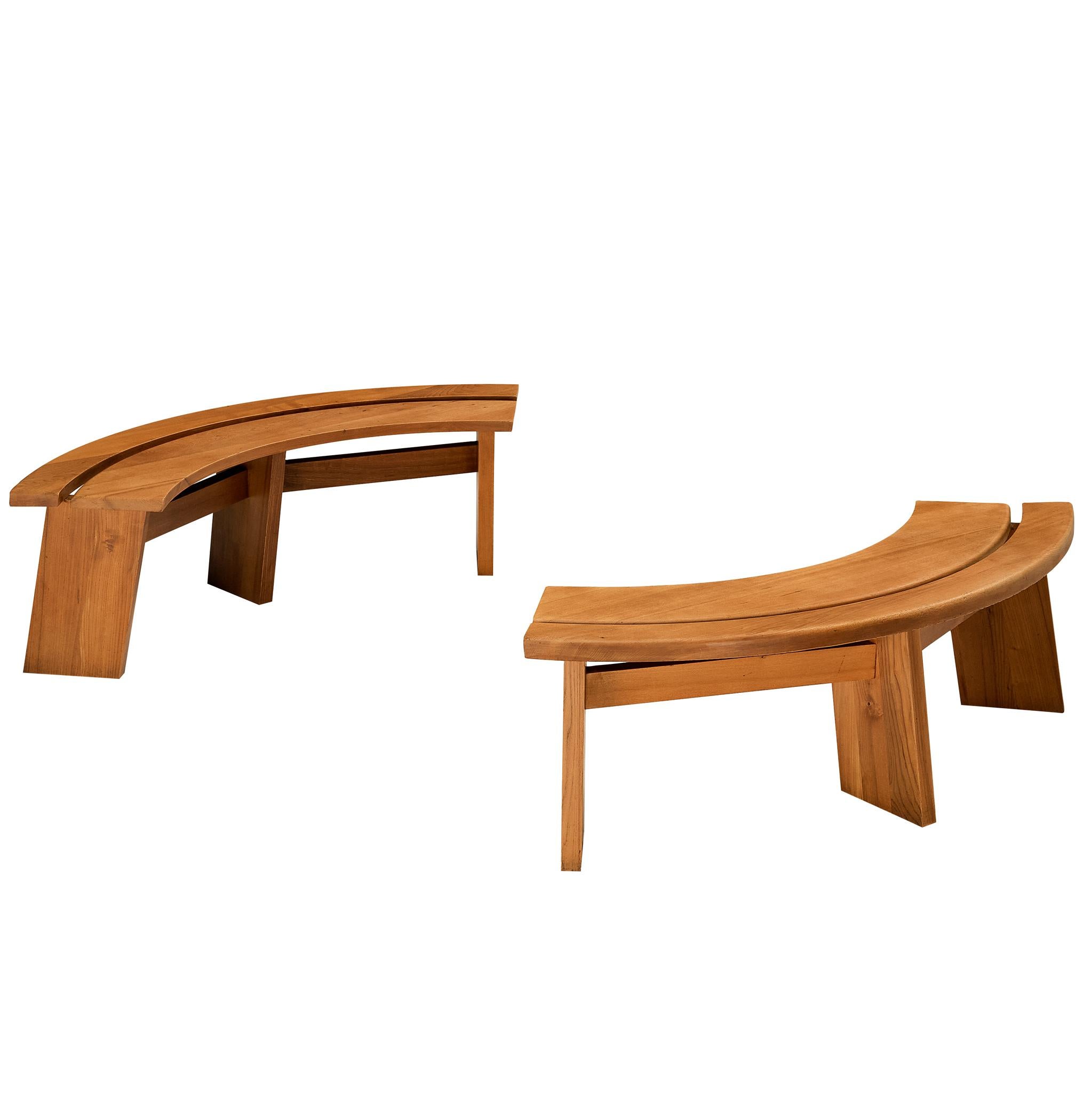 Pierre Chapo Early 'S38A' Benches in Solid Elm