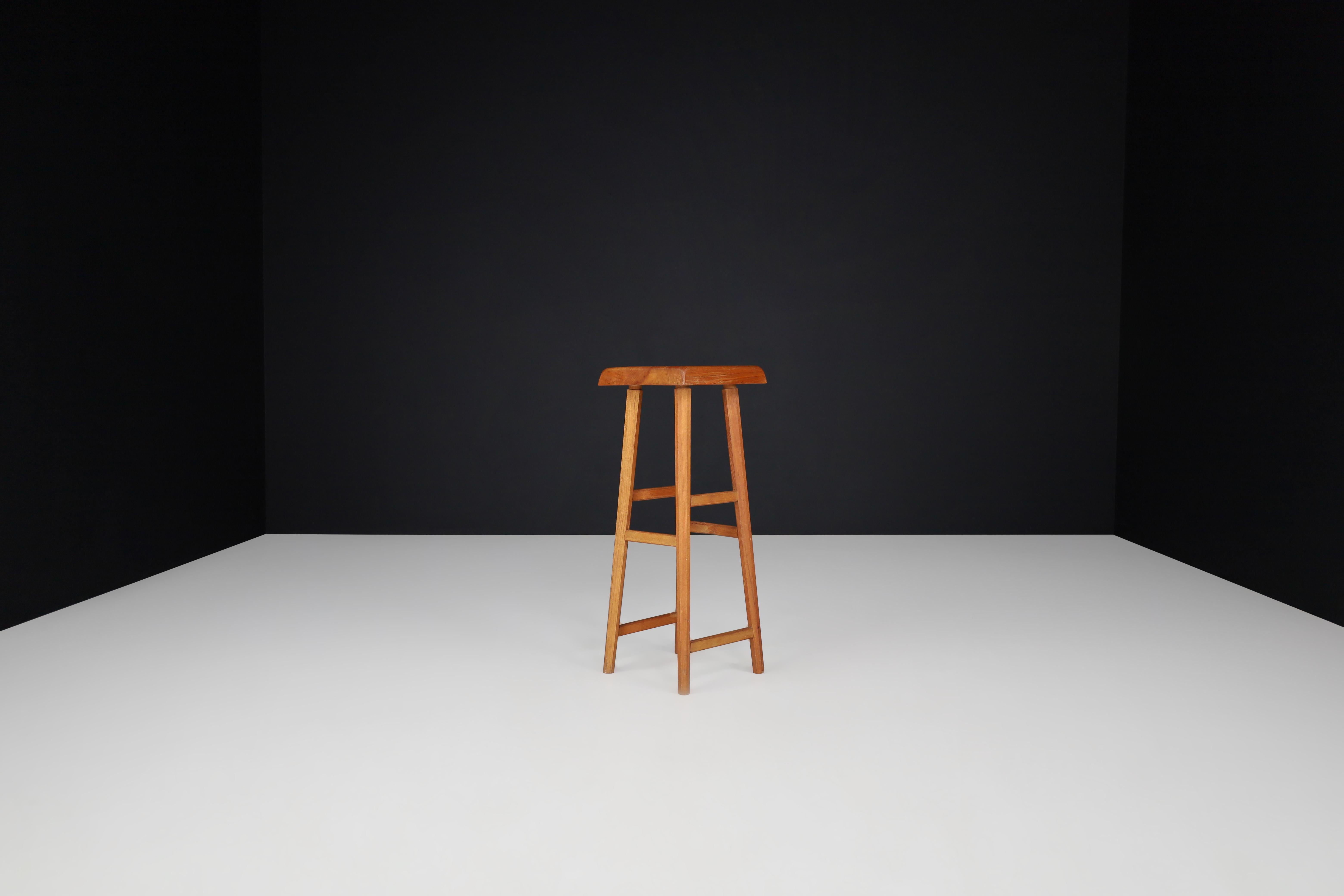 French Pierre Chapo, Elm Bar Stool S-01-C France, 1960 For Sale