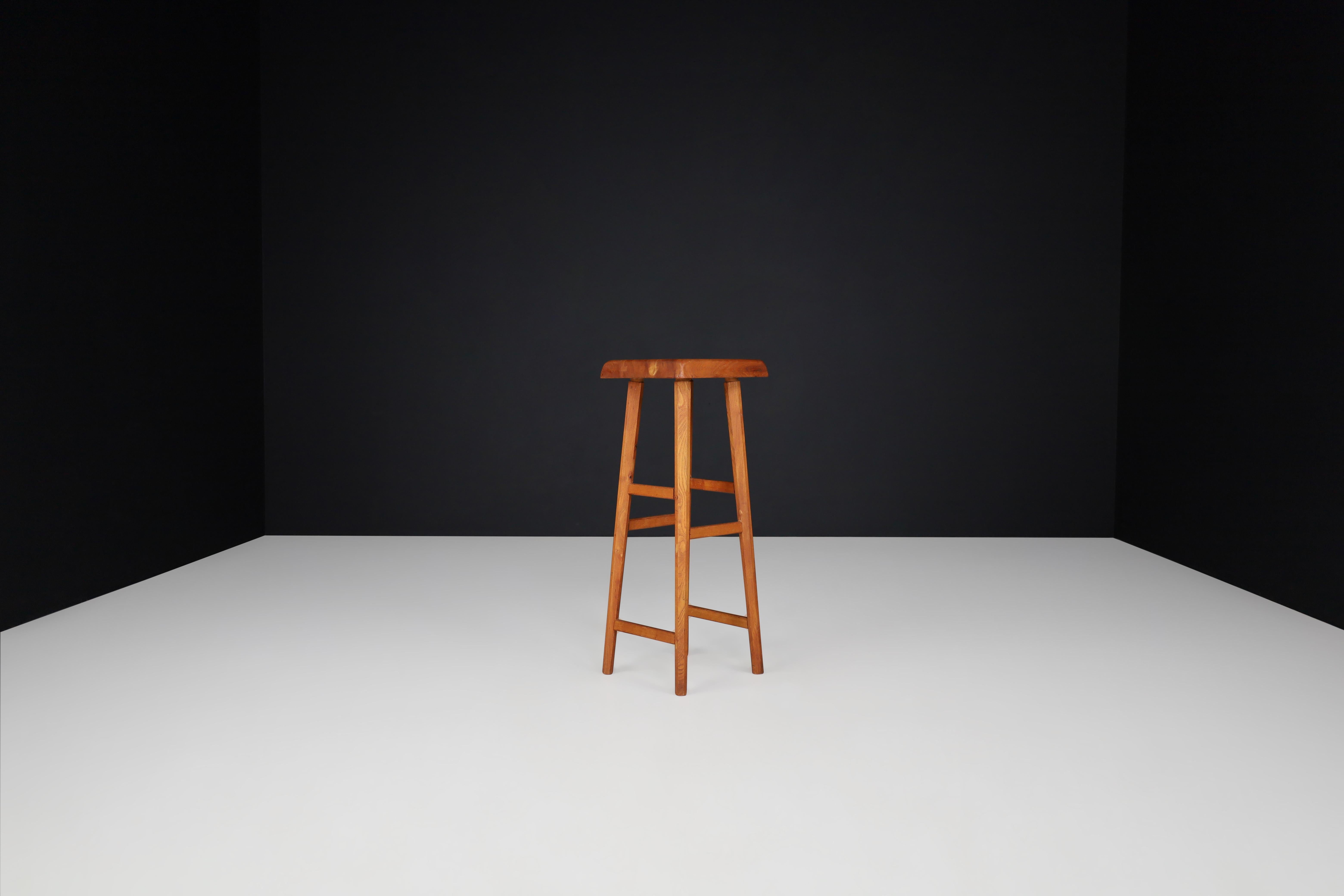 Italian Pierre Chapo, Elm Bar Stool S-01-c France, 1960 For Sale