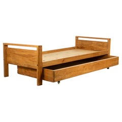 Pierre Chapo. Elm bed model “L06”, with its drawer. 1970s. LS56821409H
