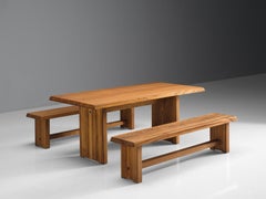 Pierre Chapo Elm Table with Benches