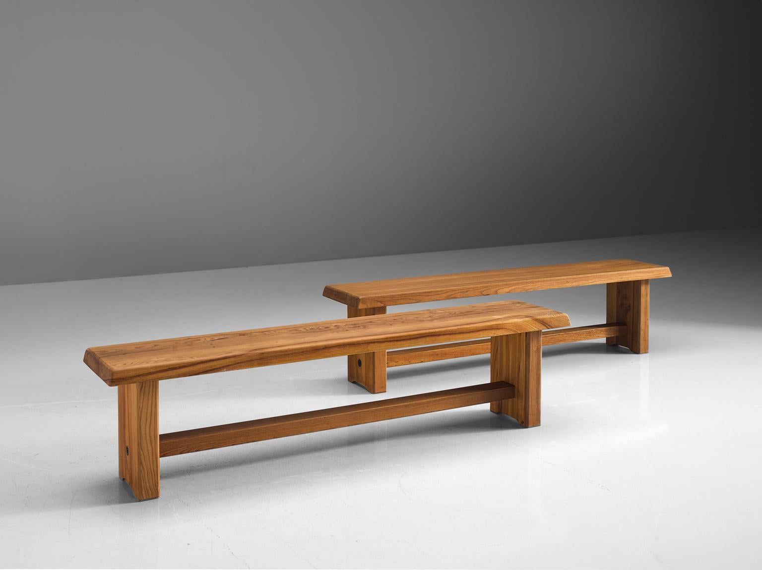 Pierre Chapo Elm Table with Benches 2