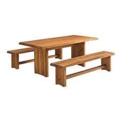 Pierre Chapo Elm Table with Benches