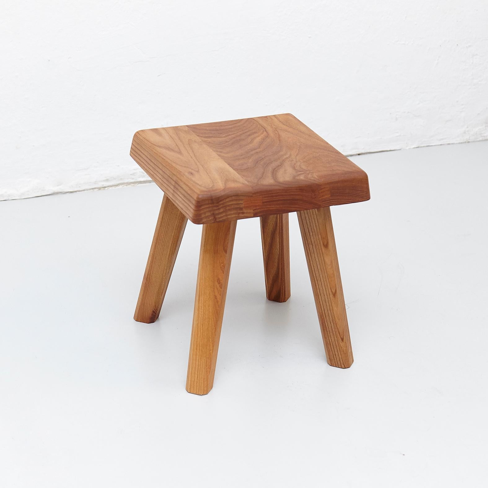Stool designed by Pierre Chapo, manufactured in France, 1960s.

Manufactured by Chapo Creation, 2019.

Stamped, elmwood.

In good original condition, with minor wear consistent with age and use, preserving a beautiful patina.

Pierre Chapo