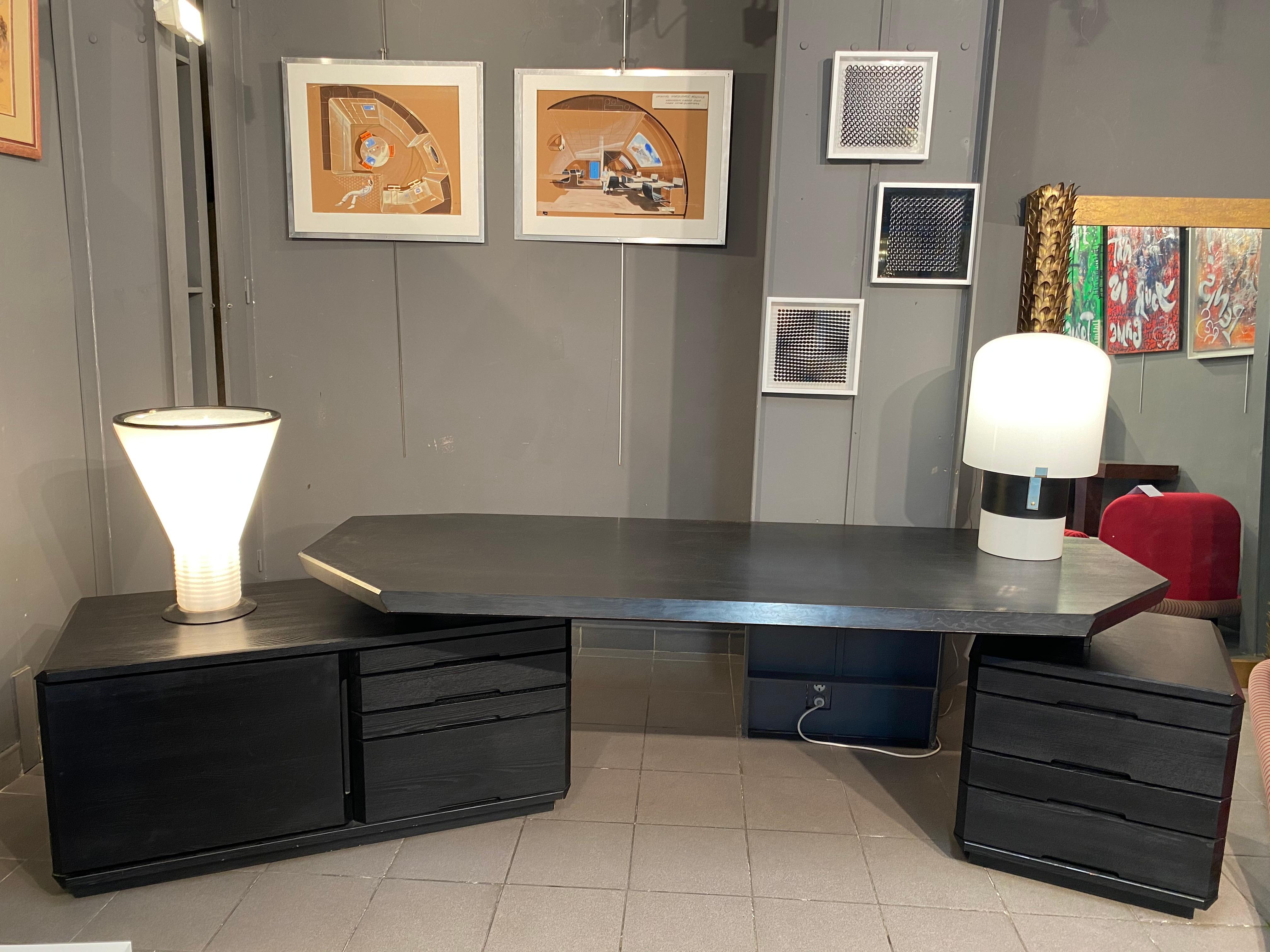Pierre Chapo Exceptional Chapo Stone Desk B40, versione molto rara in frassino nero in vendita 3